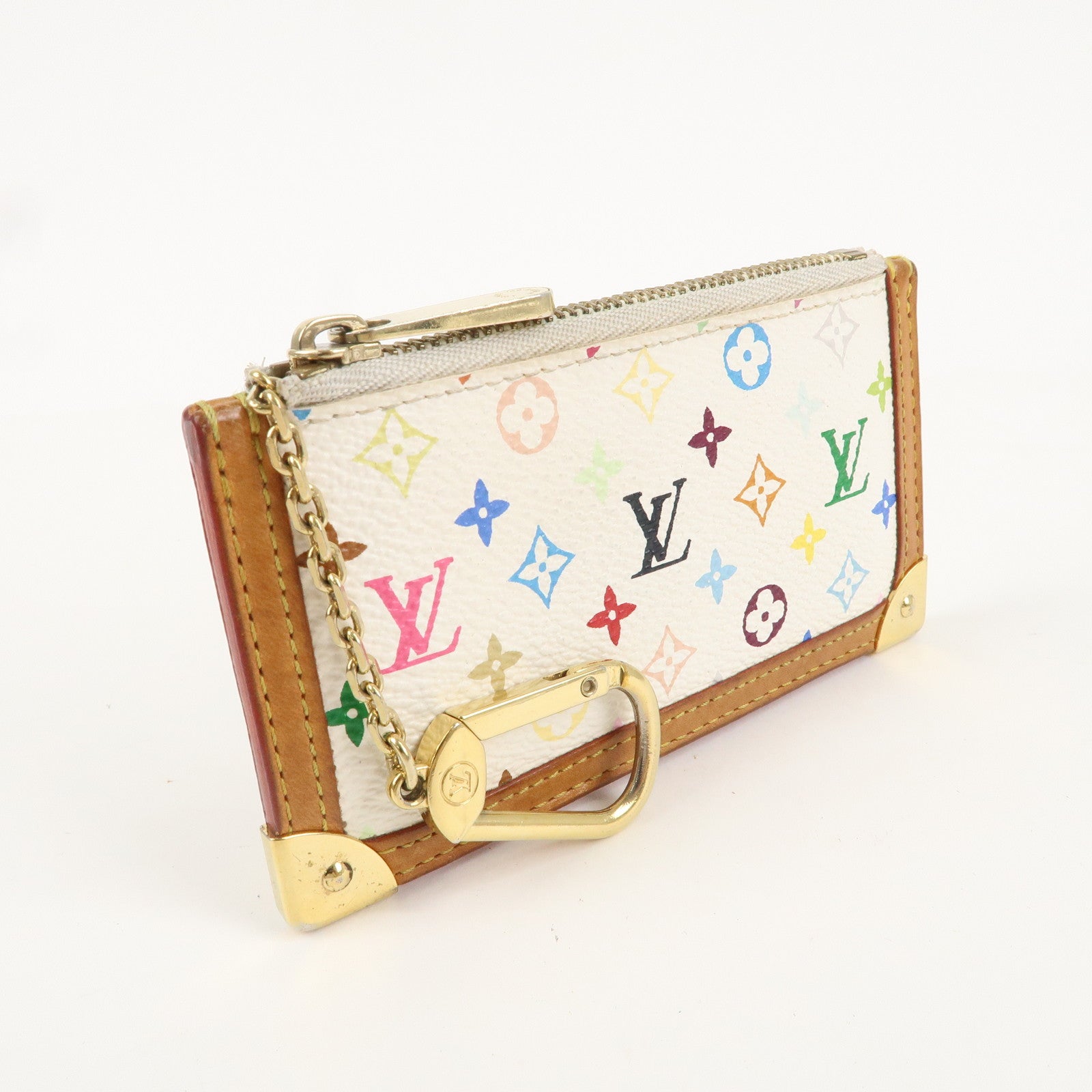 Louis Vuitton Monogram Multicolor Pochette Cles Blanc M92655