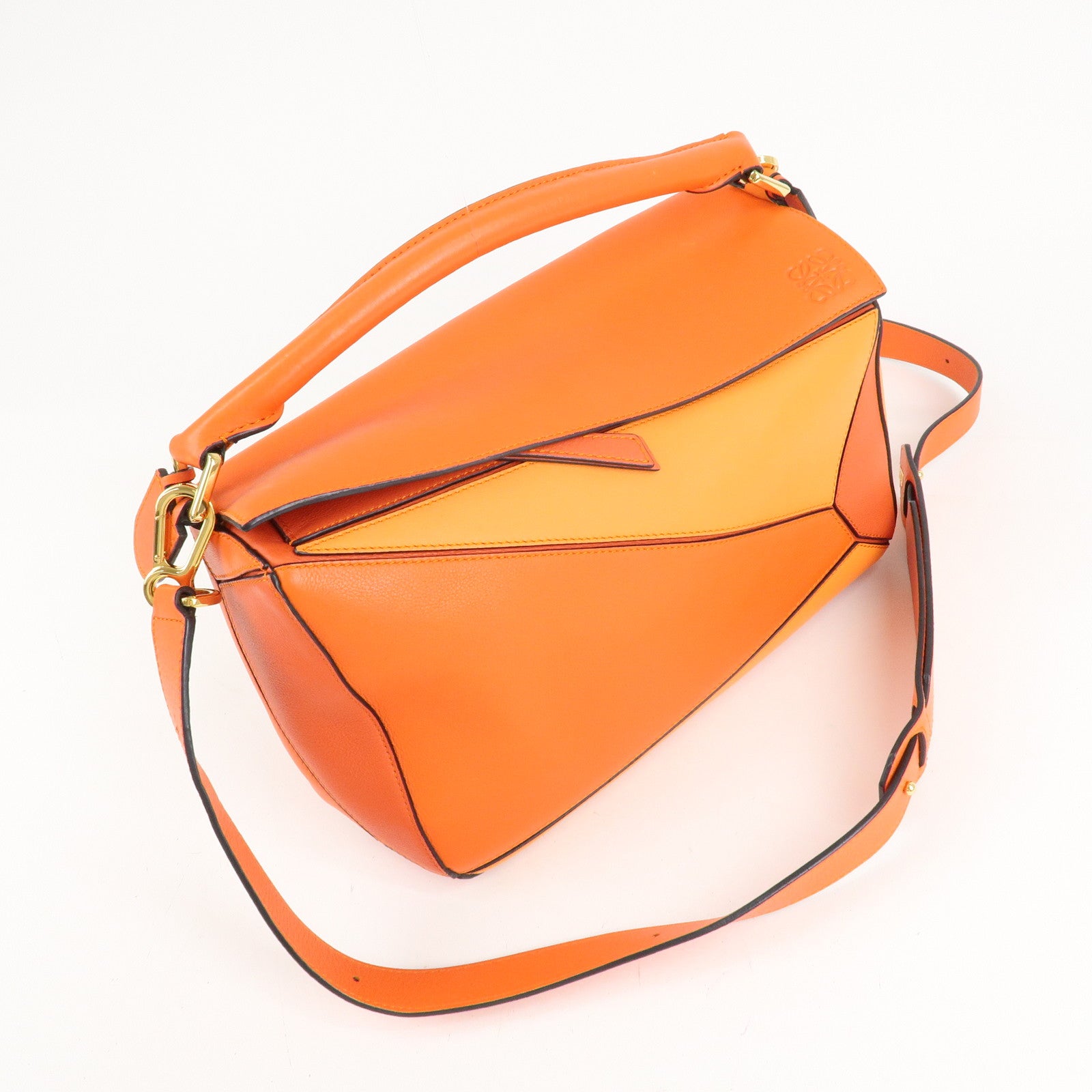 LOEWE Leather Puzzle Bag Medium 2Way Bag Shoulder Bag Orange