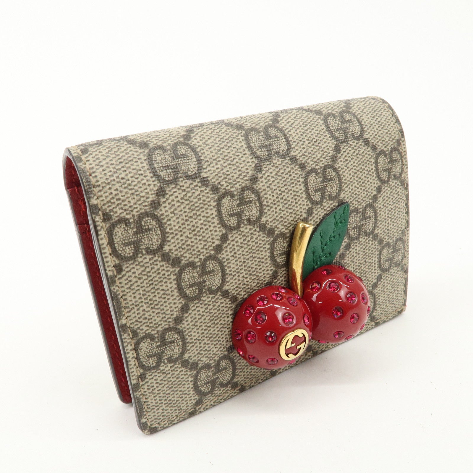 GUCCI Cherry Interlocking G GG Supreme Compact Wallet 476050