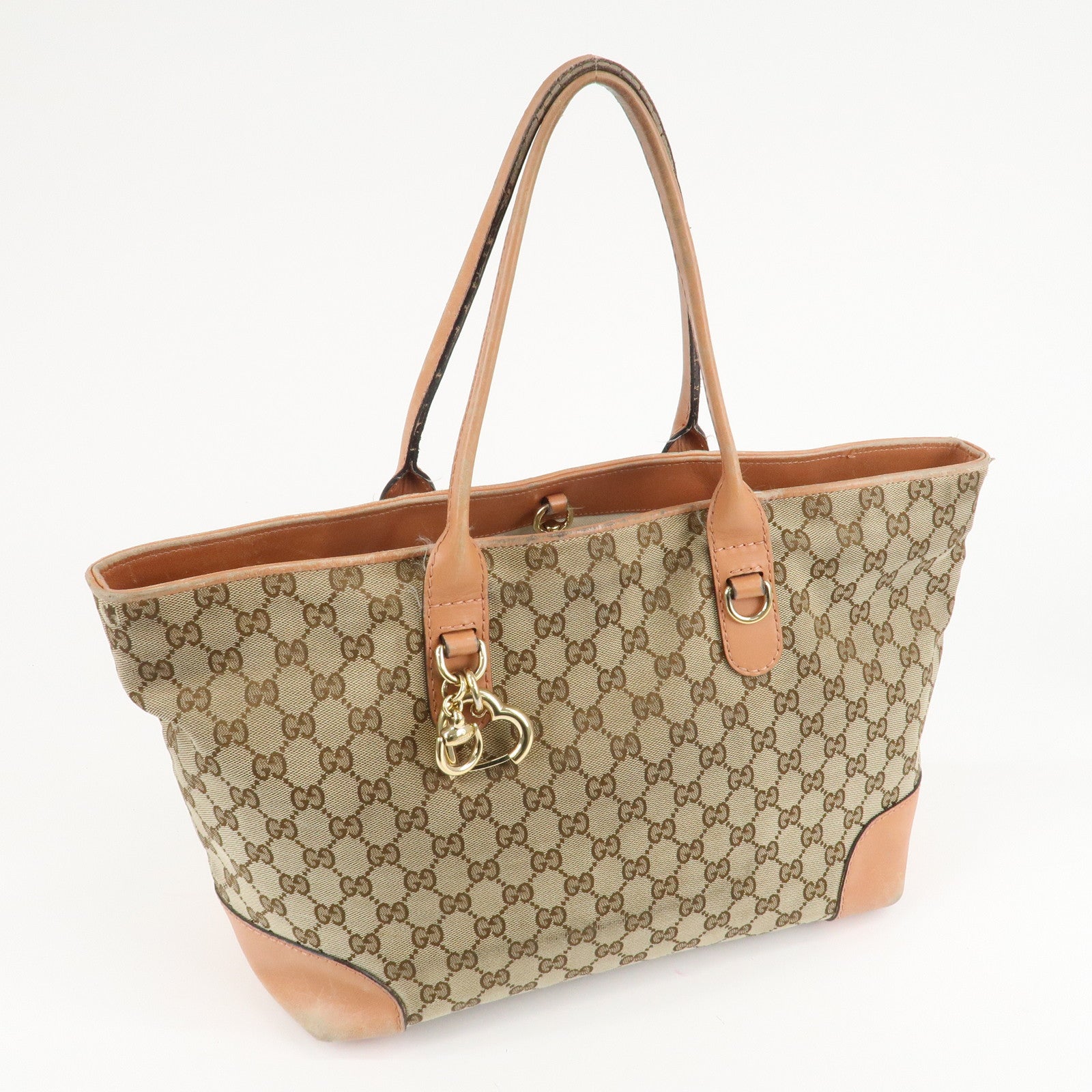 GUCCI Heart Bit GG Canvas Leather Tote Bag Japan Limited 269956 Used