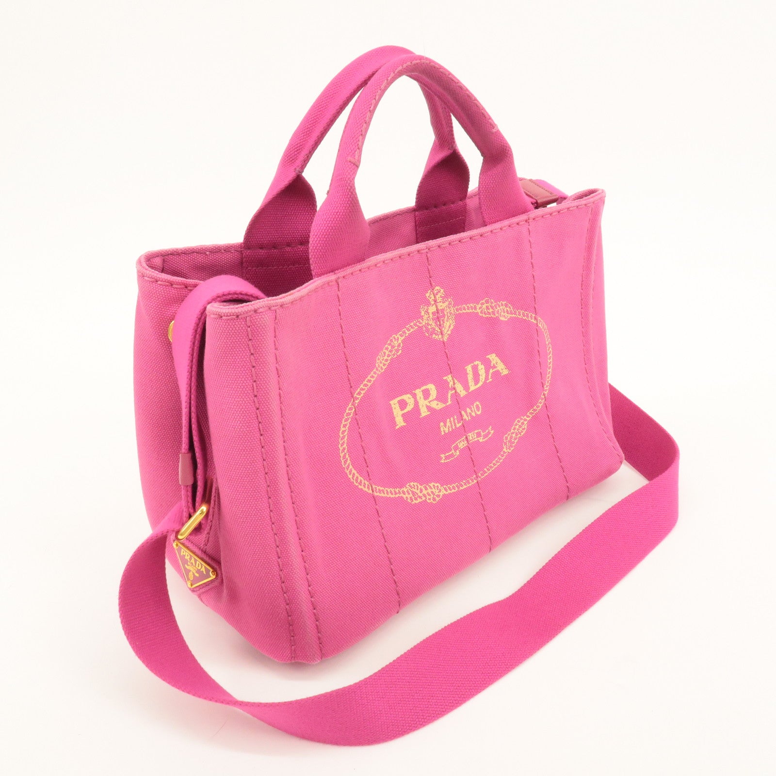 PRADA Canapa Mini Canvas 2Way Hand Shoulder Bag Pink B2439G