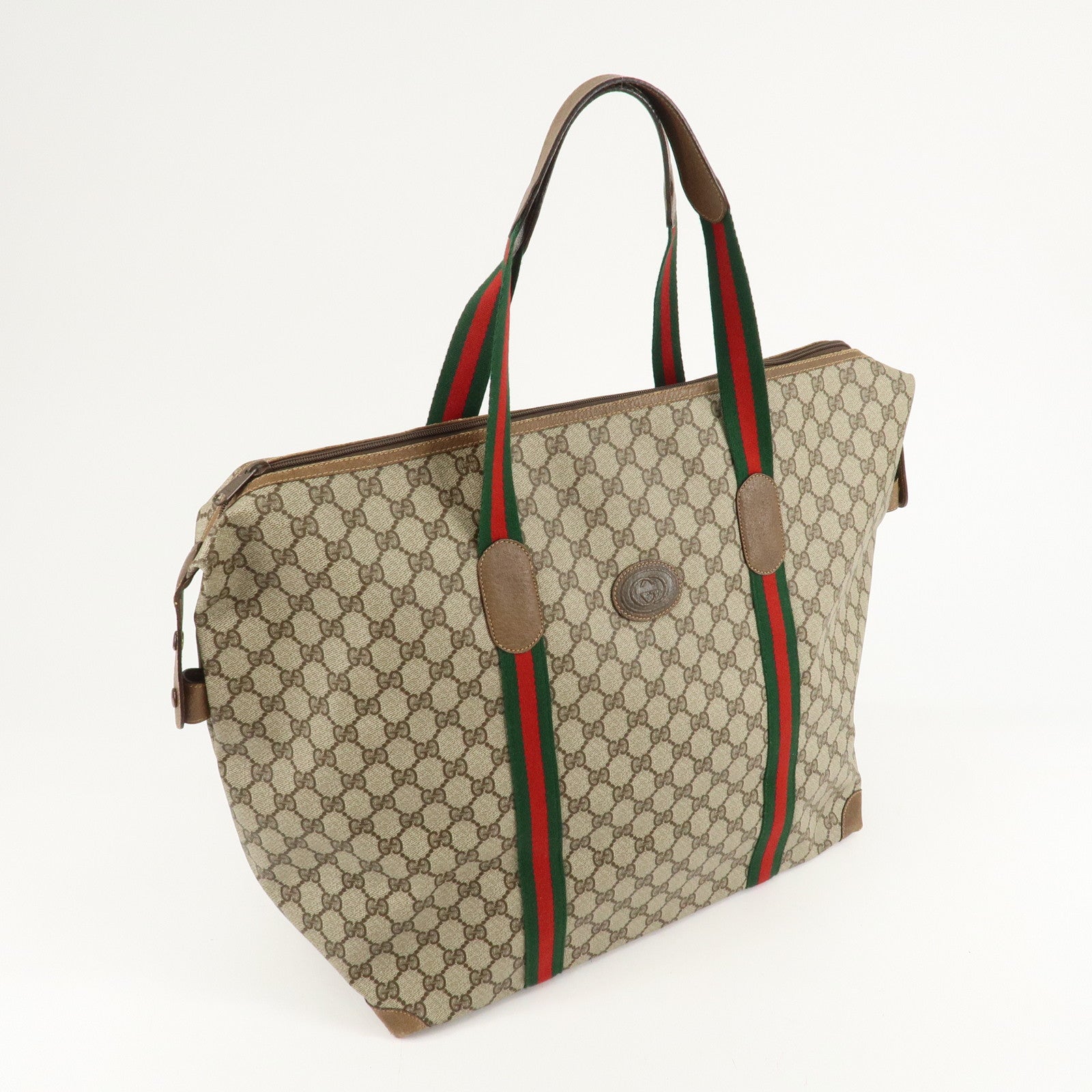 GUCCI Old GUCCI Sherry GG Plus Leather Tote Bag Beige 89.19.012 Used