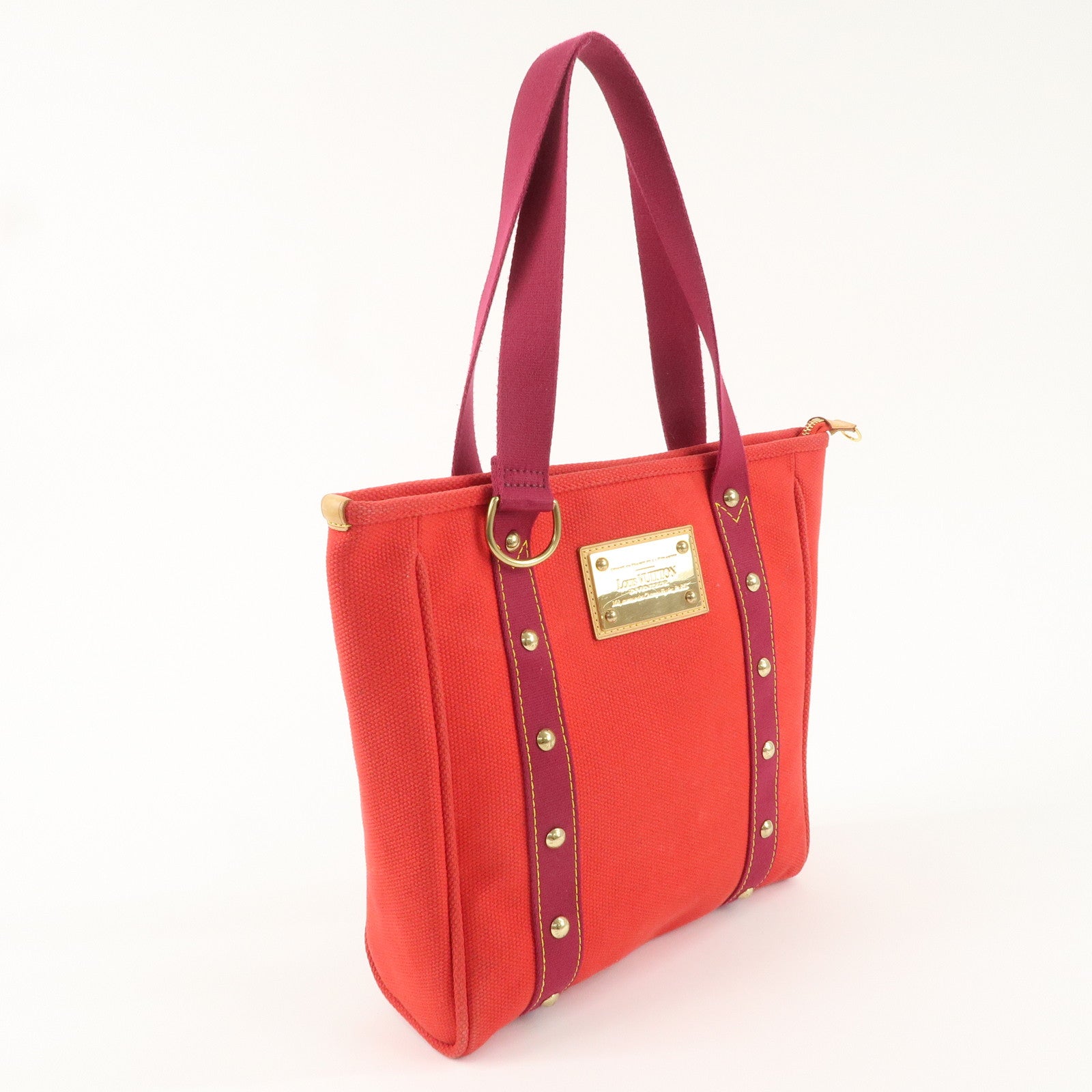 Louis Vuitton Antigua Cabas MM Tote Bag Hand Bag Rouge M40034