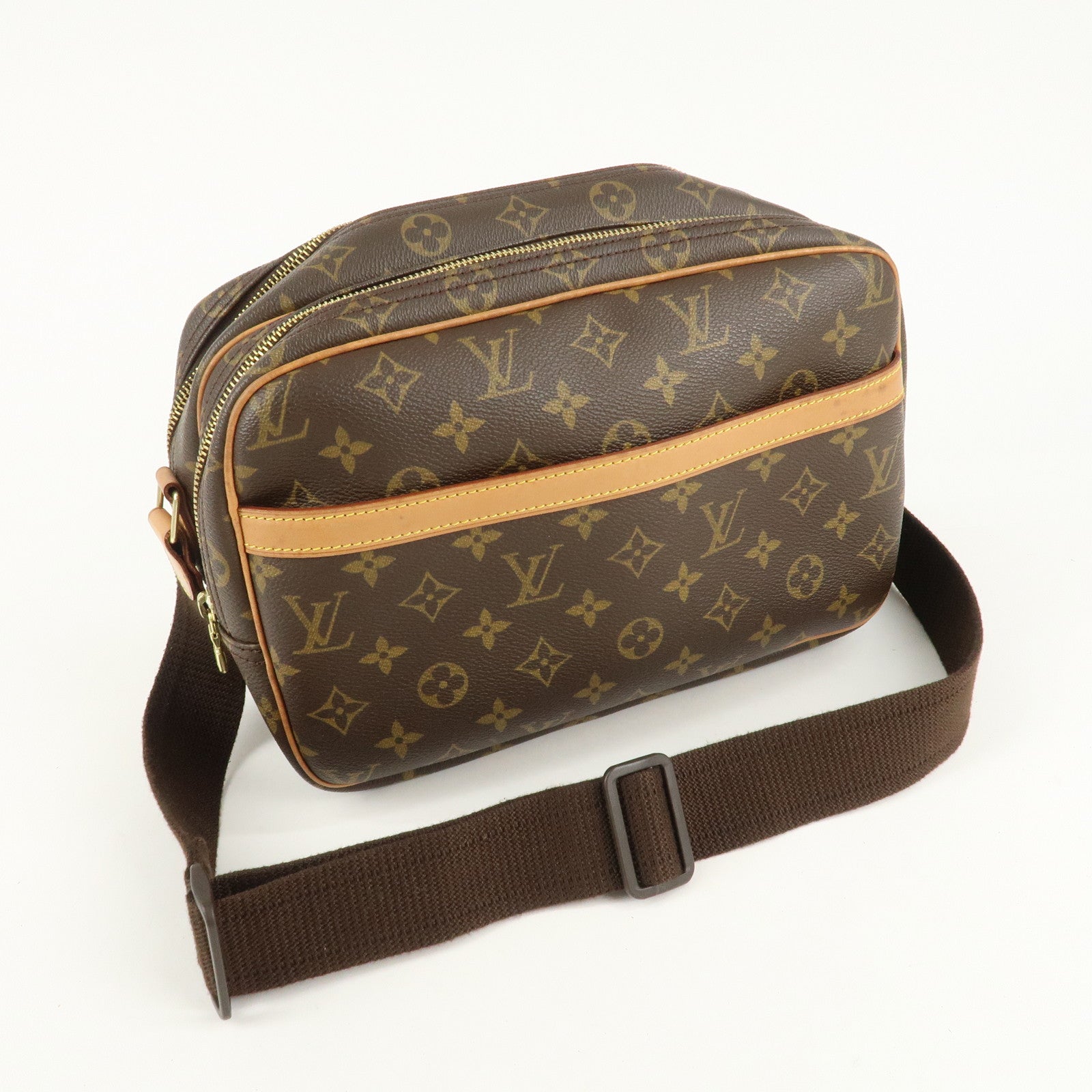 Louis Vuitton Monogram Reporter PM Shoulder Bag Brown M45254