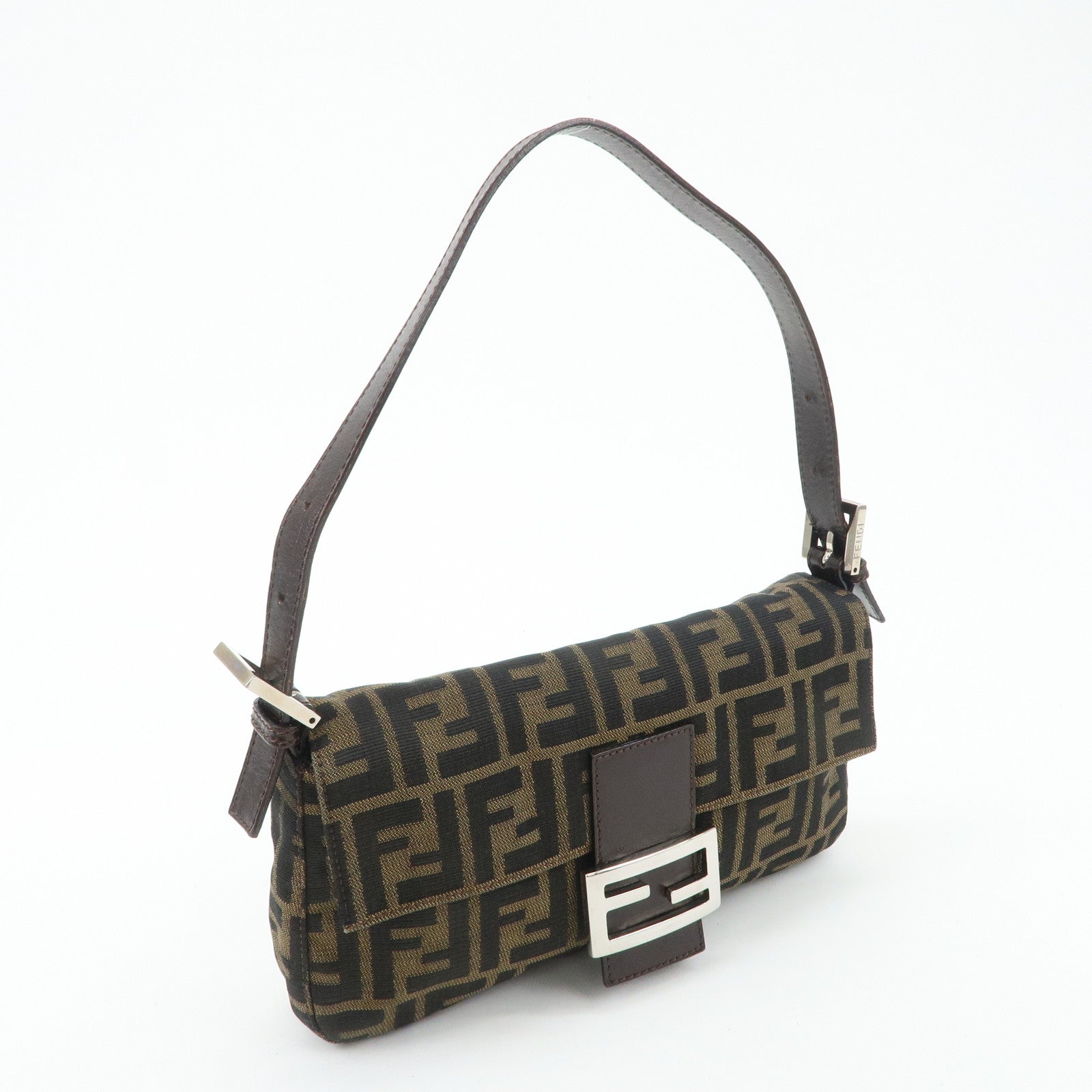 FENDI Mamma Baguette Zucca Canvas Leather Shoulder Bag 26424 Used