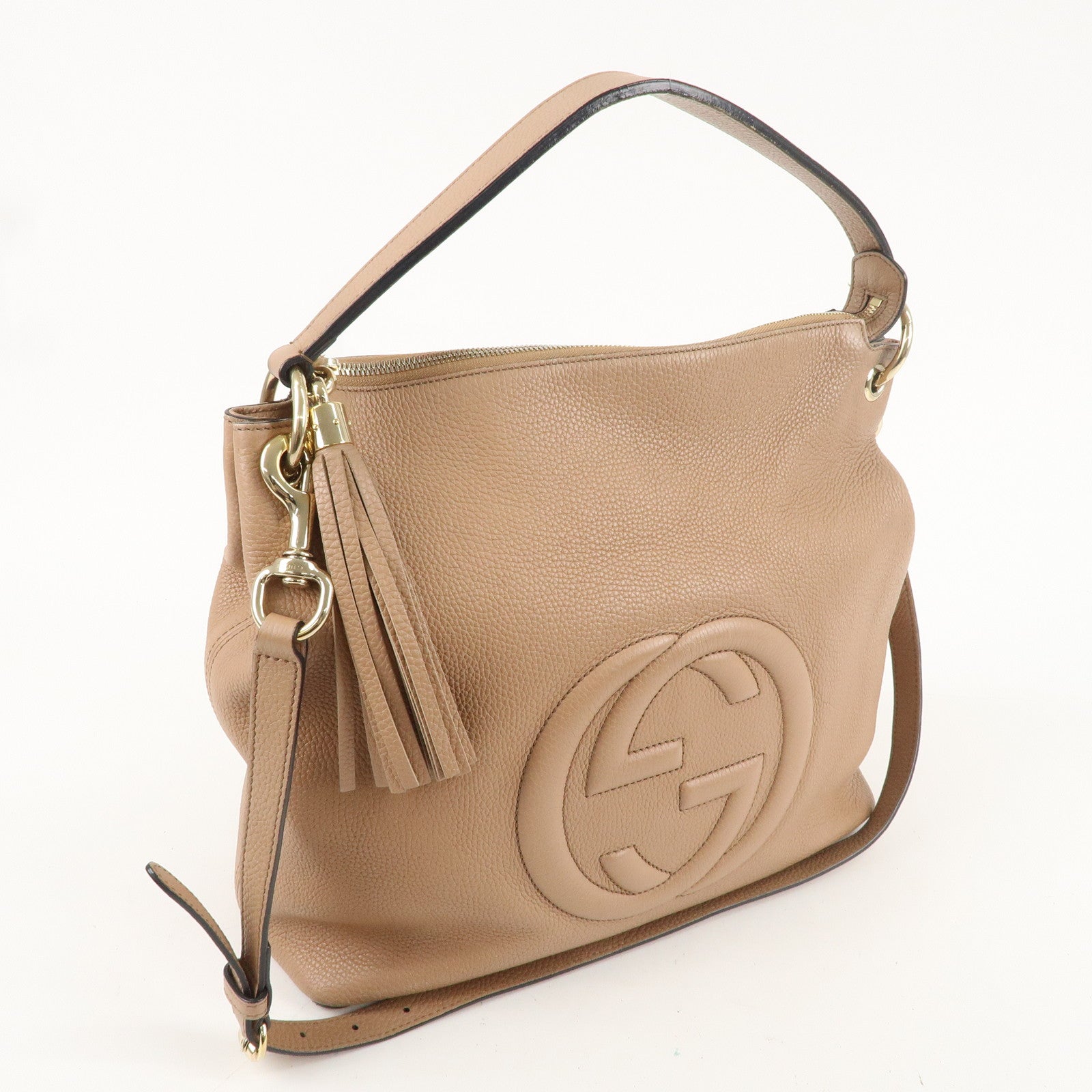 GUCCI SOHO Leather 2Way Shoulder Bag Hand Bag Beige 536194