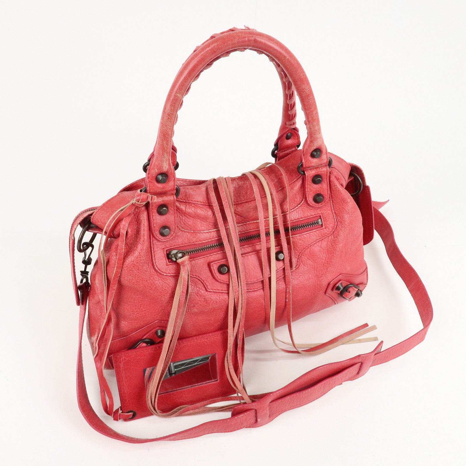 BALENCIAGA The Town Leather 2Way Hand Bag Red 240579