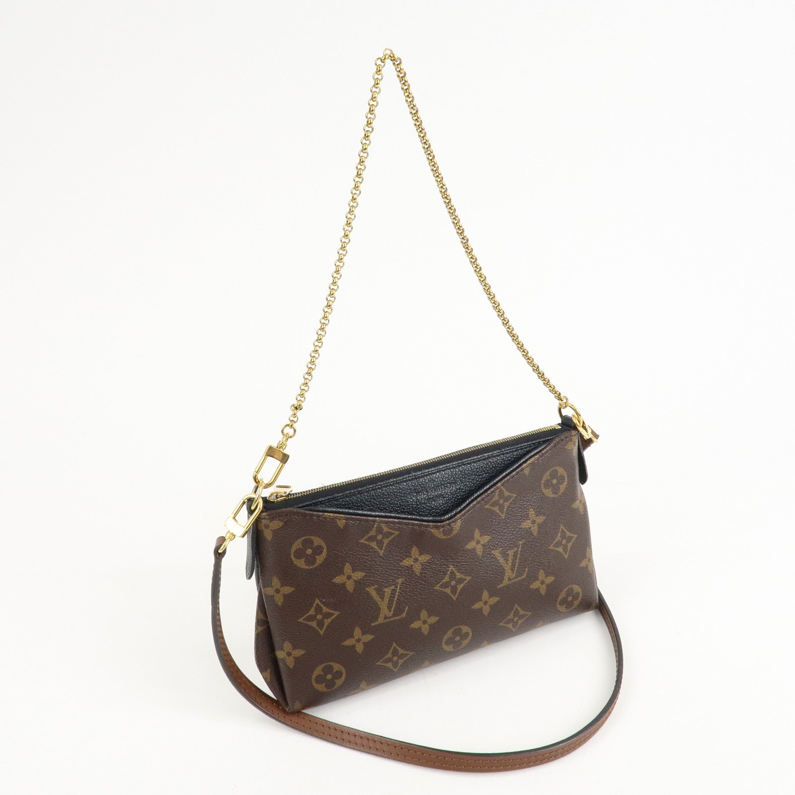 Louis Vuitton Monogram Pallas Clutch 2 Way Bag Noir M41639 Used