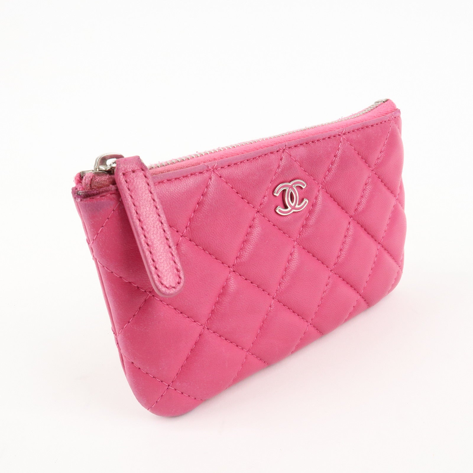 CHANEL Matelasse Lamb Skin Coco Mark Pouch Pink AP4020