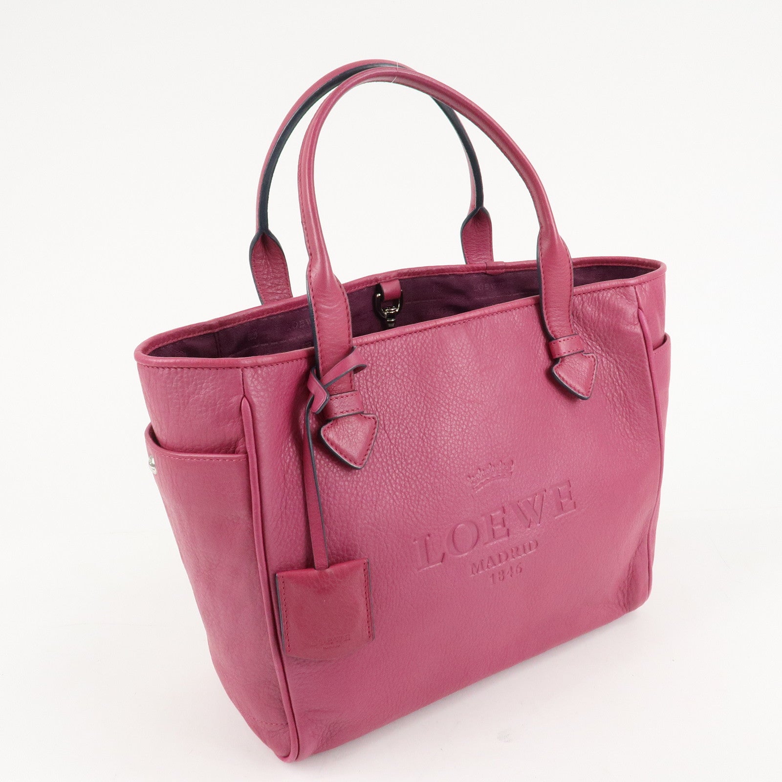 LOEWE Leather Tote Bag Hand Bag Shoulder Bag Medium Pink