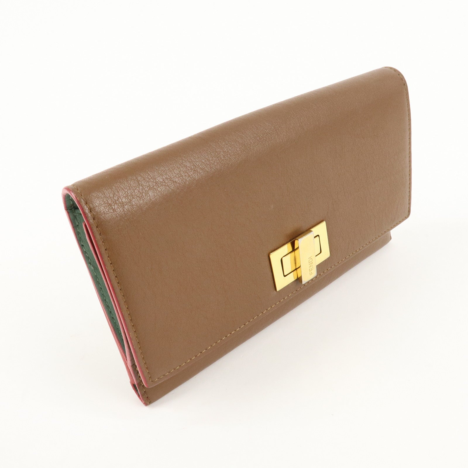 FENDI Leather Peekaboo Continental Wallet Brown 8M0308