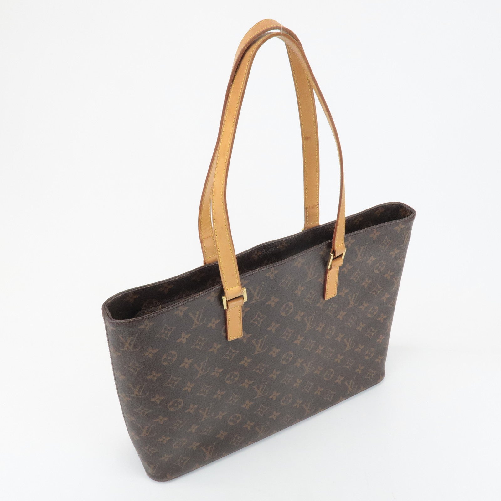 Louis Vuitton Monogram Luco Tote Bag Hand Bag Brown M51155 Used