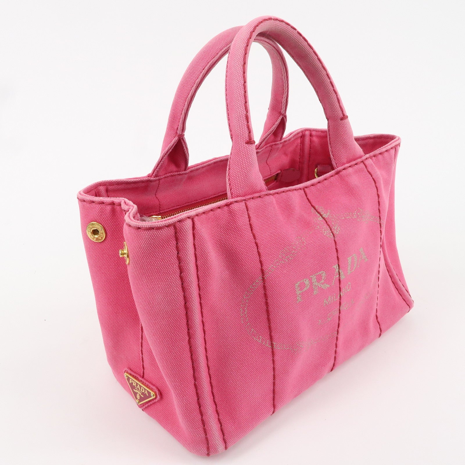 PRADA Canapa Mini Canvas 2Way Bag Tote Bag Pink 1BG439