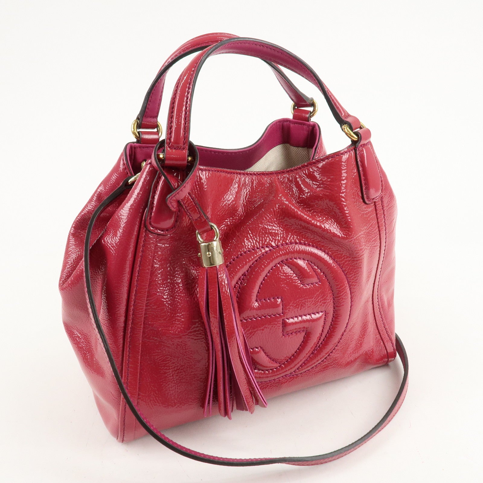 GUCCI SOHO Patent Leather 2Way Bag Shoulder Bag Pink 336751 Used