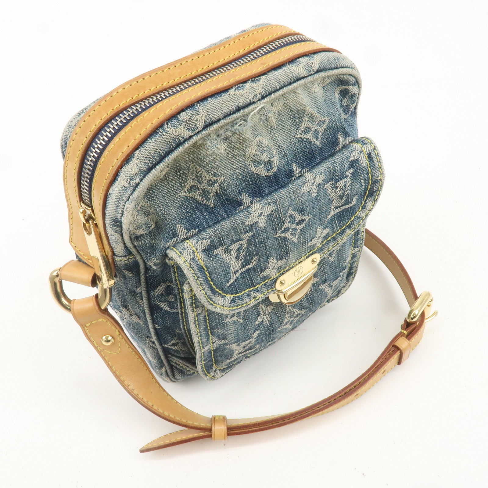 Louis Vuitton Monogram Denim Camera Bag Shoulder Bag Blue