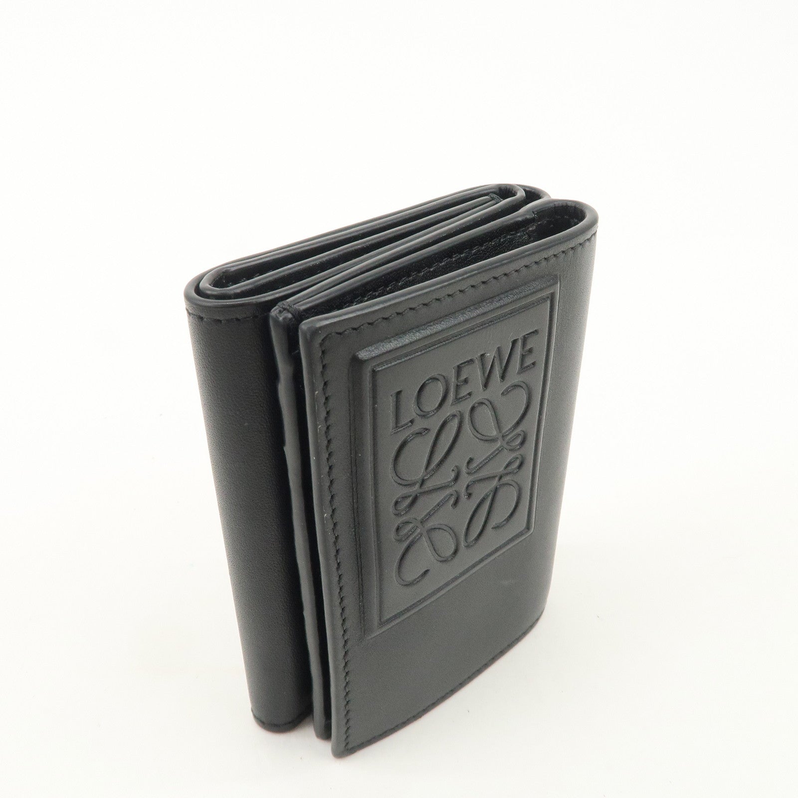 LOEWE Anagram Leather Tri-fold Wallet Black