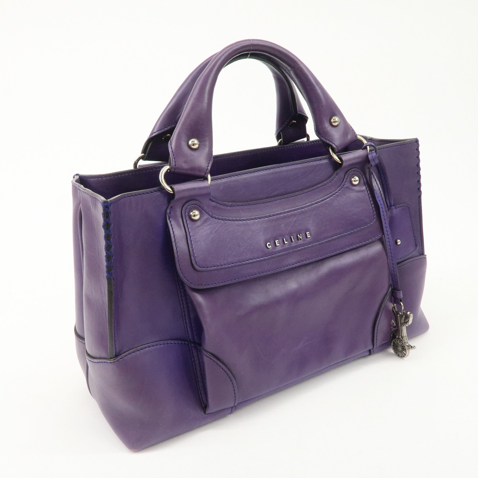 CELINE Leather Boogie Bag Hand Bag Purple