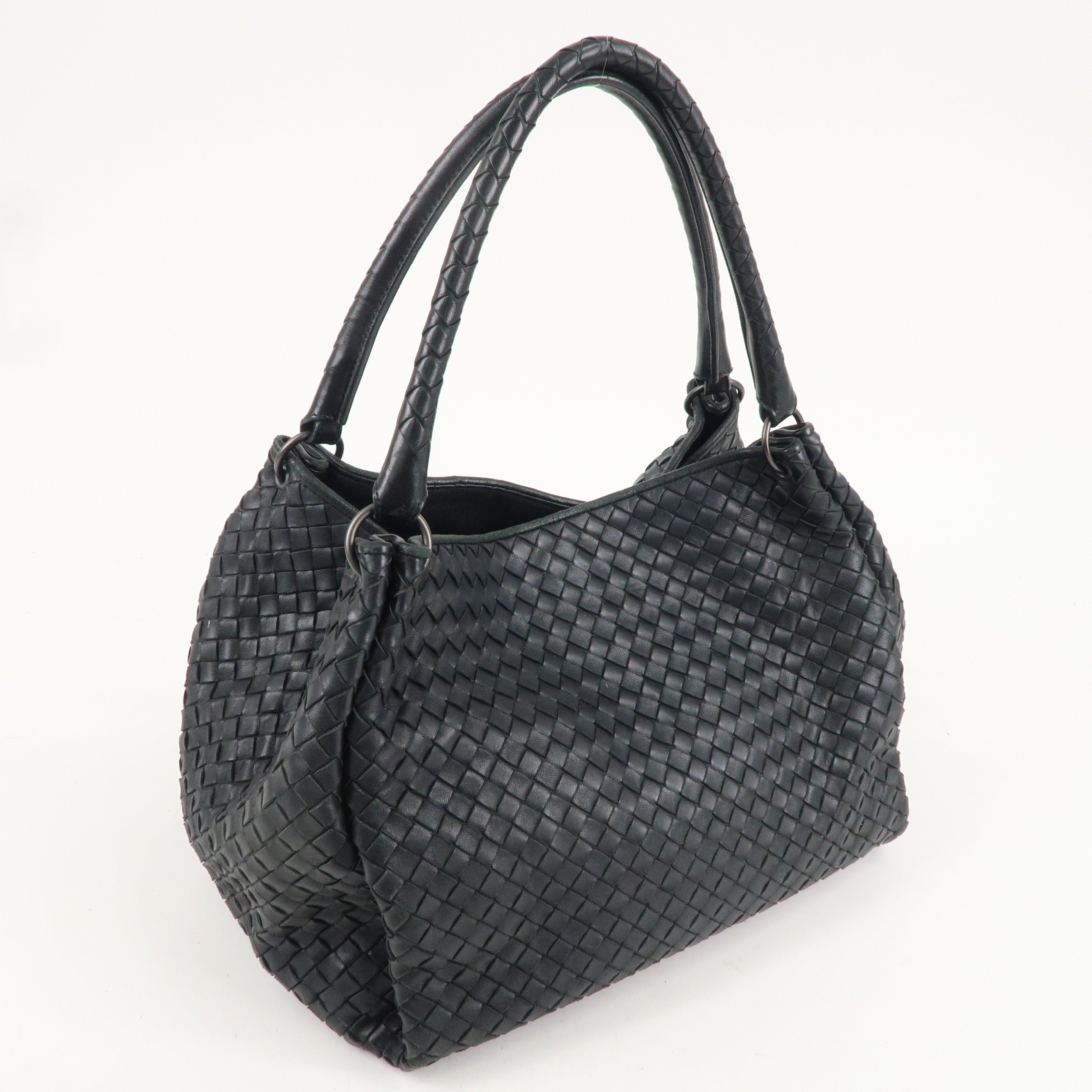 BOTTEGA VENETA Intrecciato Leather Tote Bag Black 222322