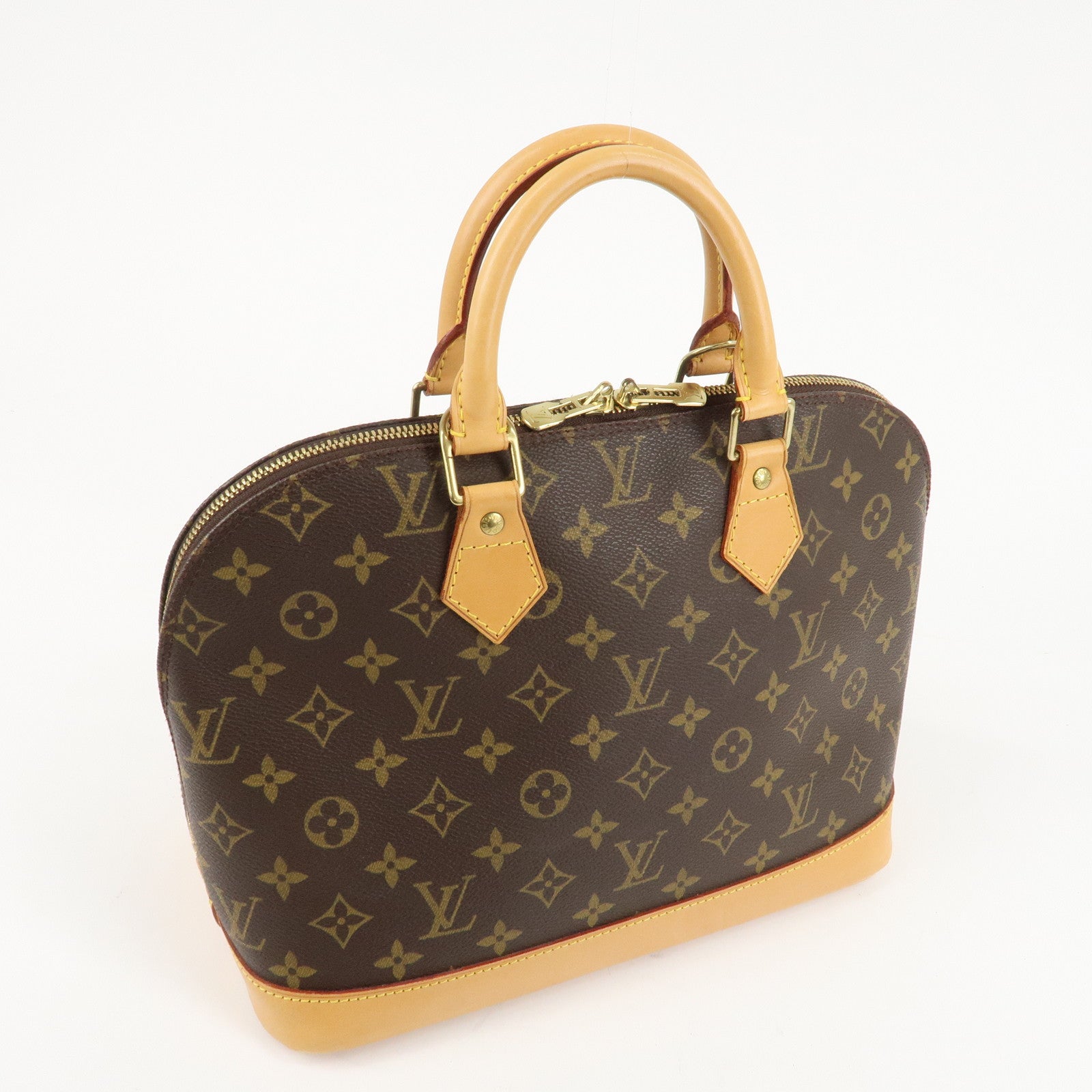 Louis Vuitton Monogram Alma Hand Bag Brown Gold Hardware M51130