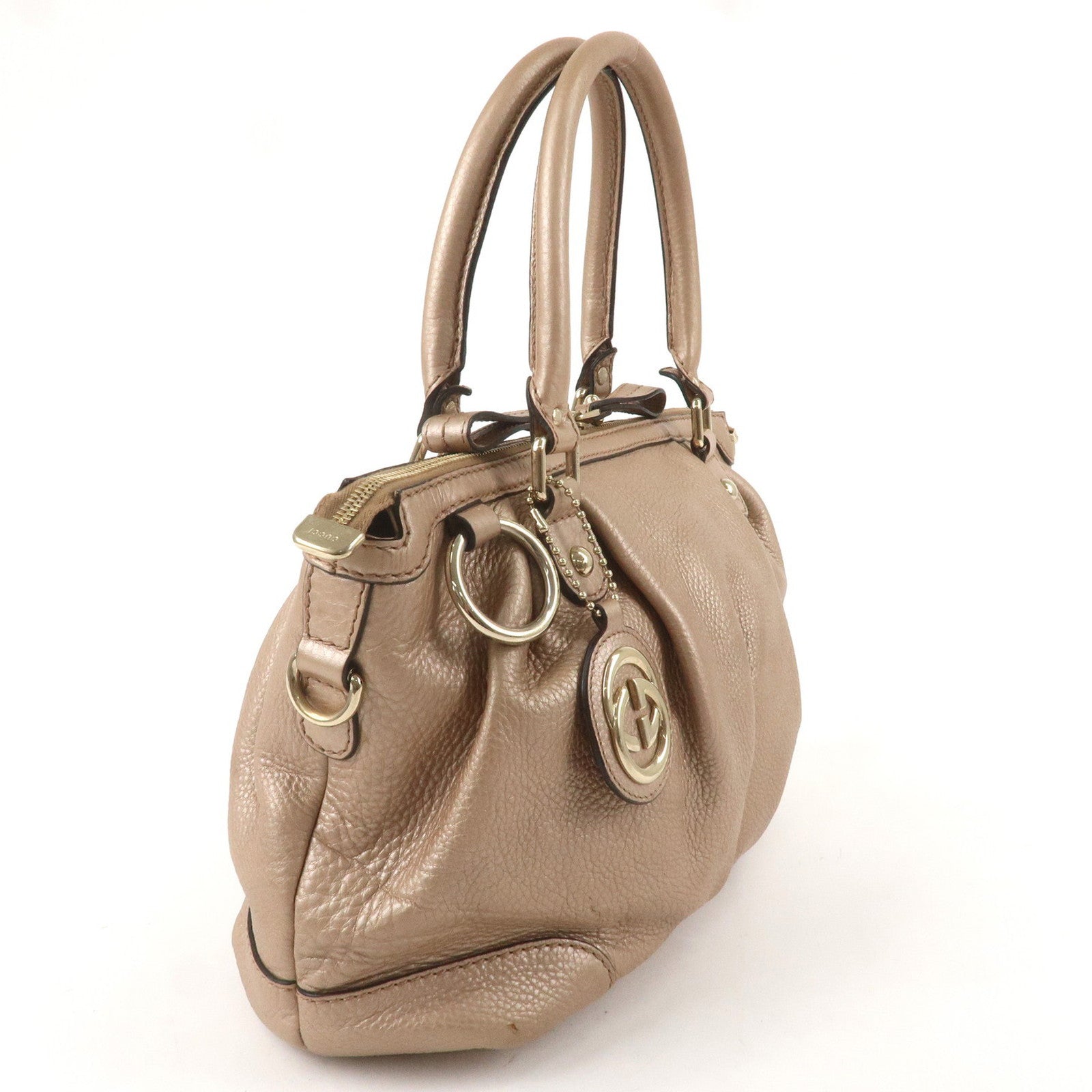 GUCCI Sukey Leather 2WAY Bag Hand Bag Pink Beige 247902