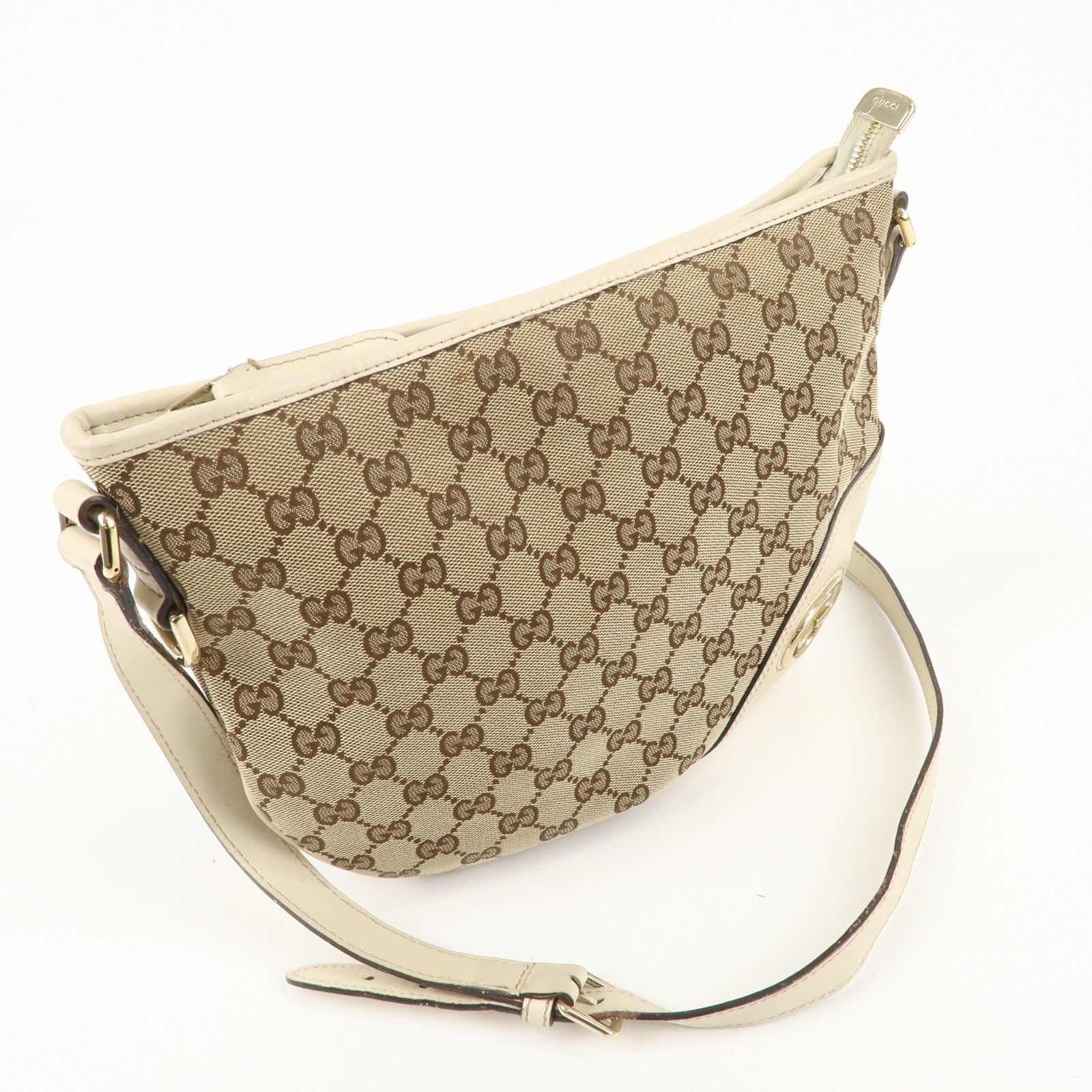 GUCCI Interlocking G Abbey GG Canvas Leather Shoulder Bag 169998