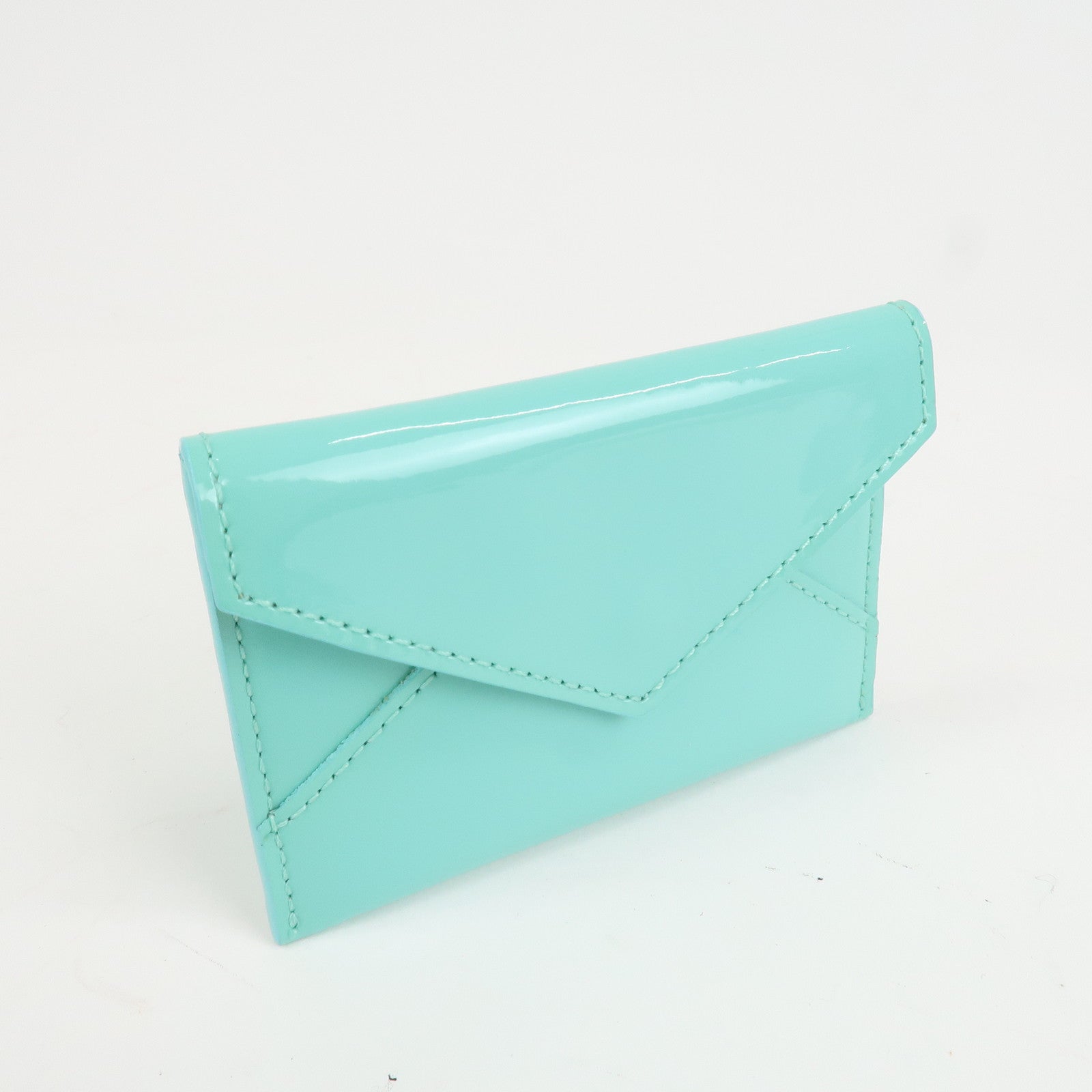 Tiffany&Co. Patent Leather Card Case Card Holder Blue Used