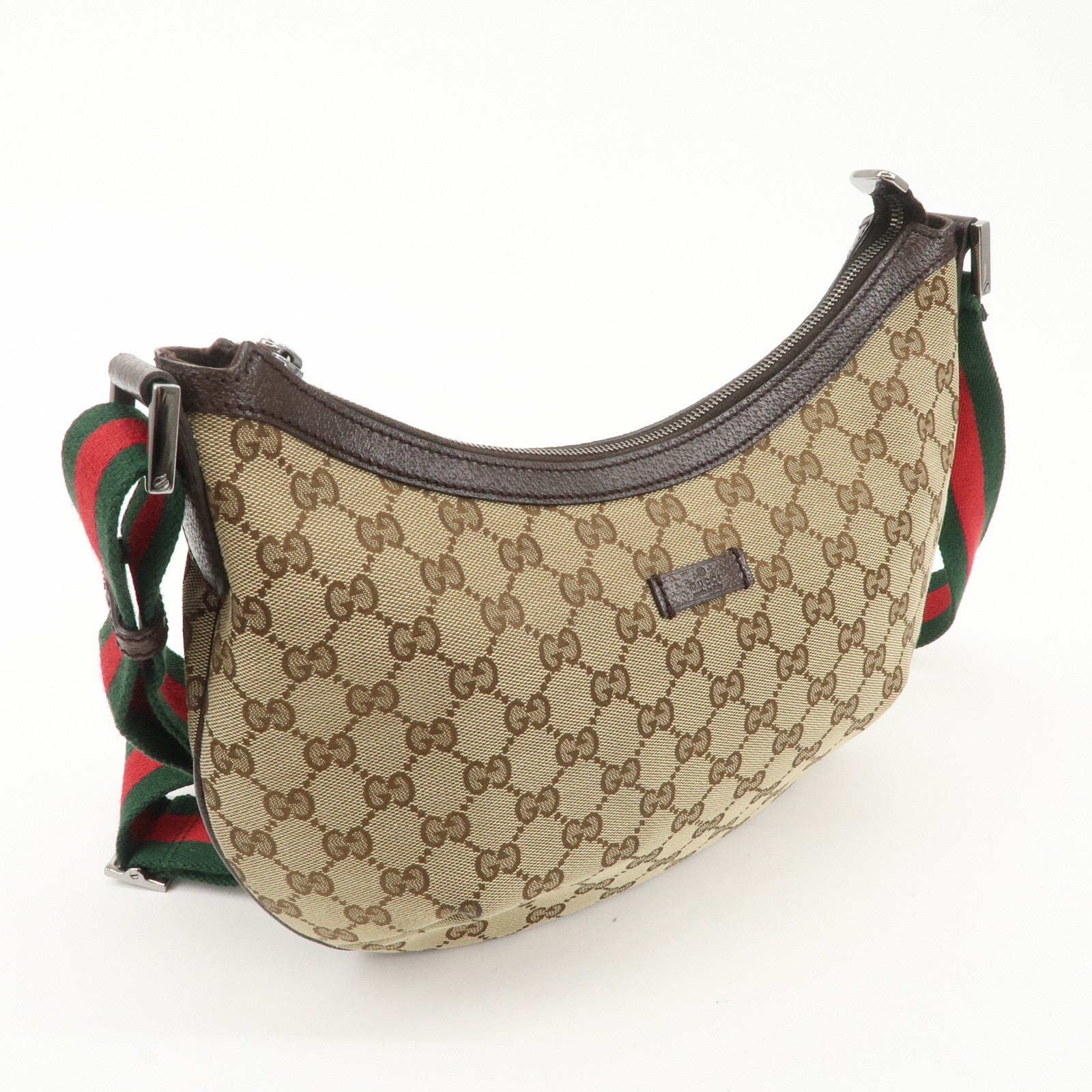 GUCCI GG Canvas Leather Shoulder Bag Beige Brown 181092 Used