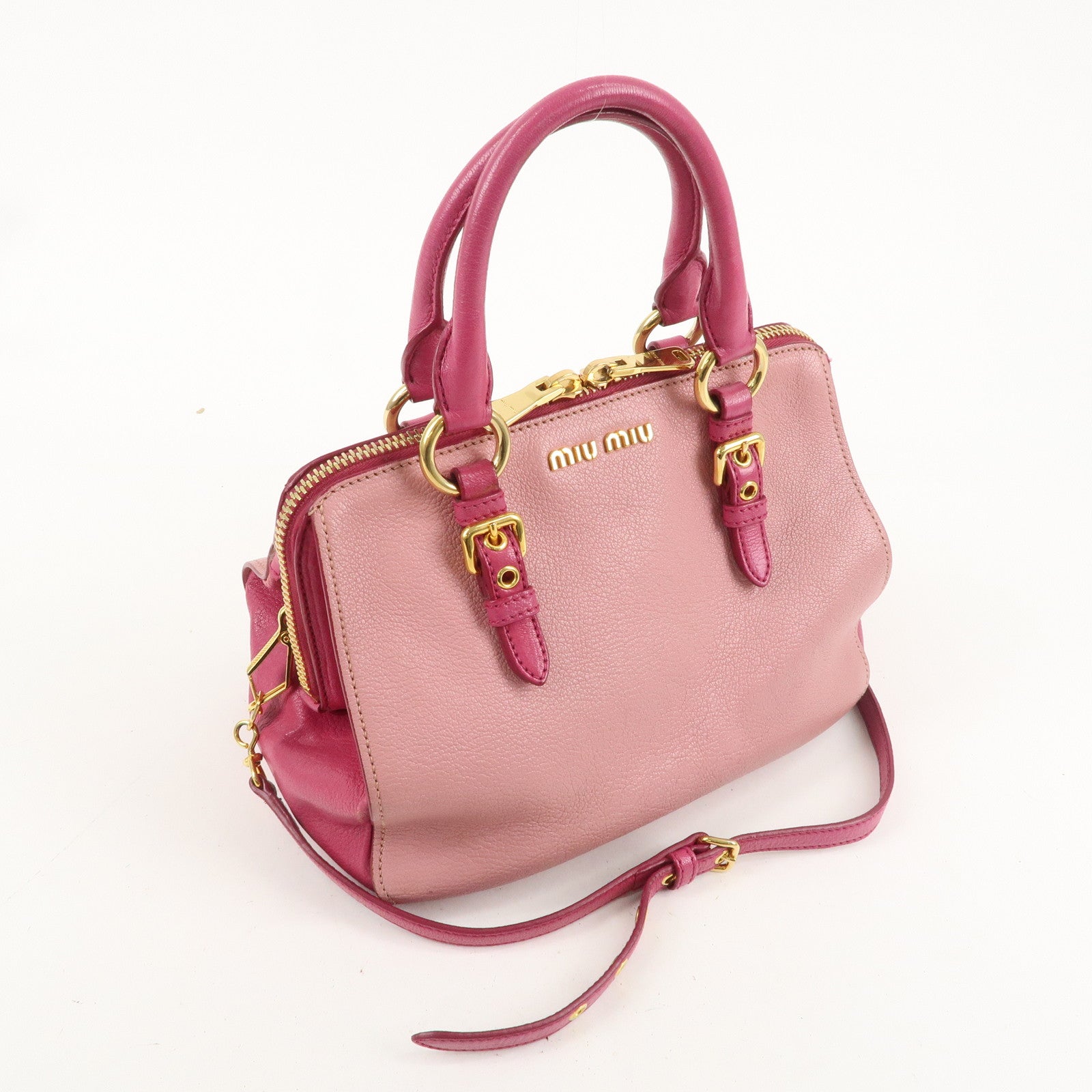 MIU MIU Leather 2WAY Bag Hand Bag Shoulder Bag Pink