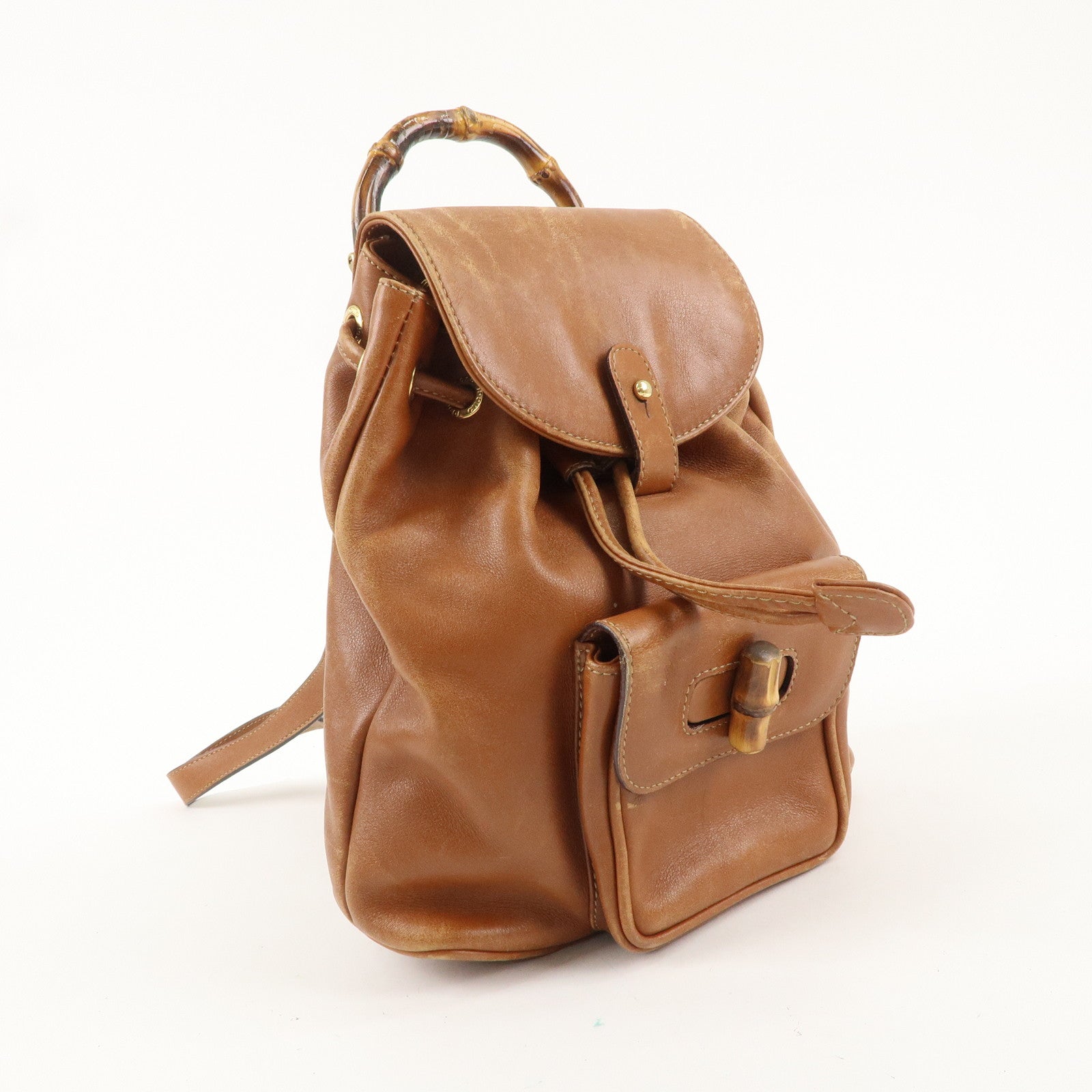 GUCCI Bamboo Leather Ruck Sack Backpack Brown 003.1956.0030