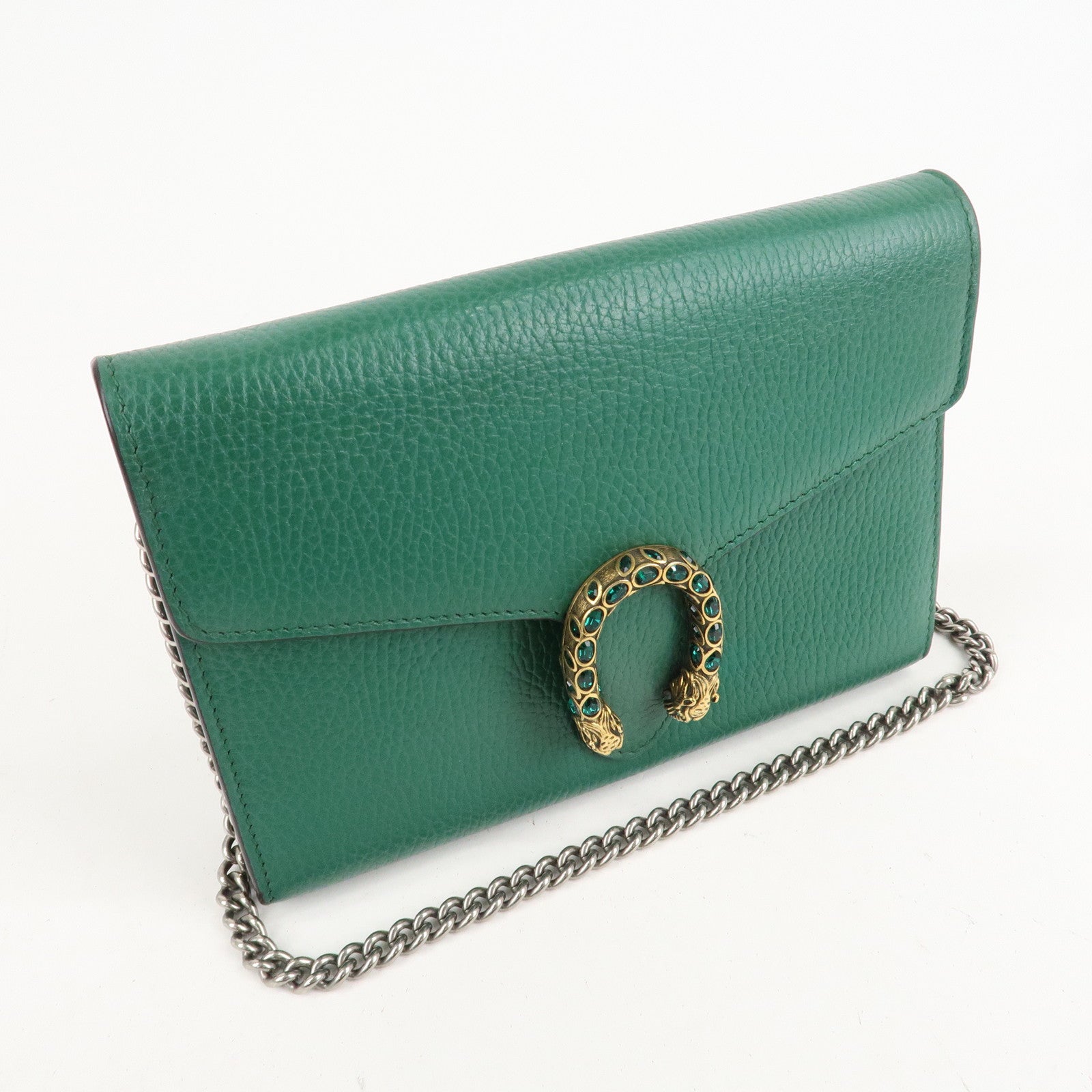 GUCCI Dionysus Leather Chain Shoulder Bag Green 401231 Used