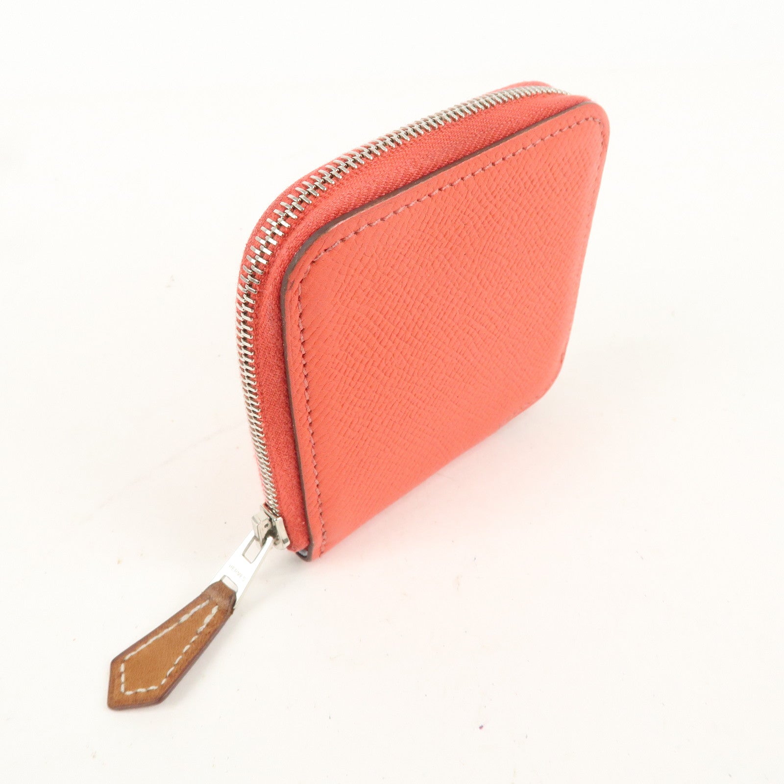 HERMES Leather Azap Silkin Coin Case X Engraved Red