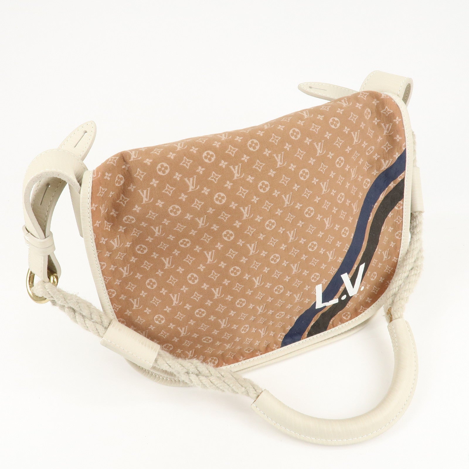 Louis Vuitton Monogram Mini Initial Aman Beige White M40020 Used