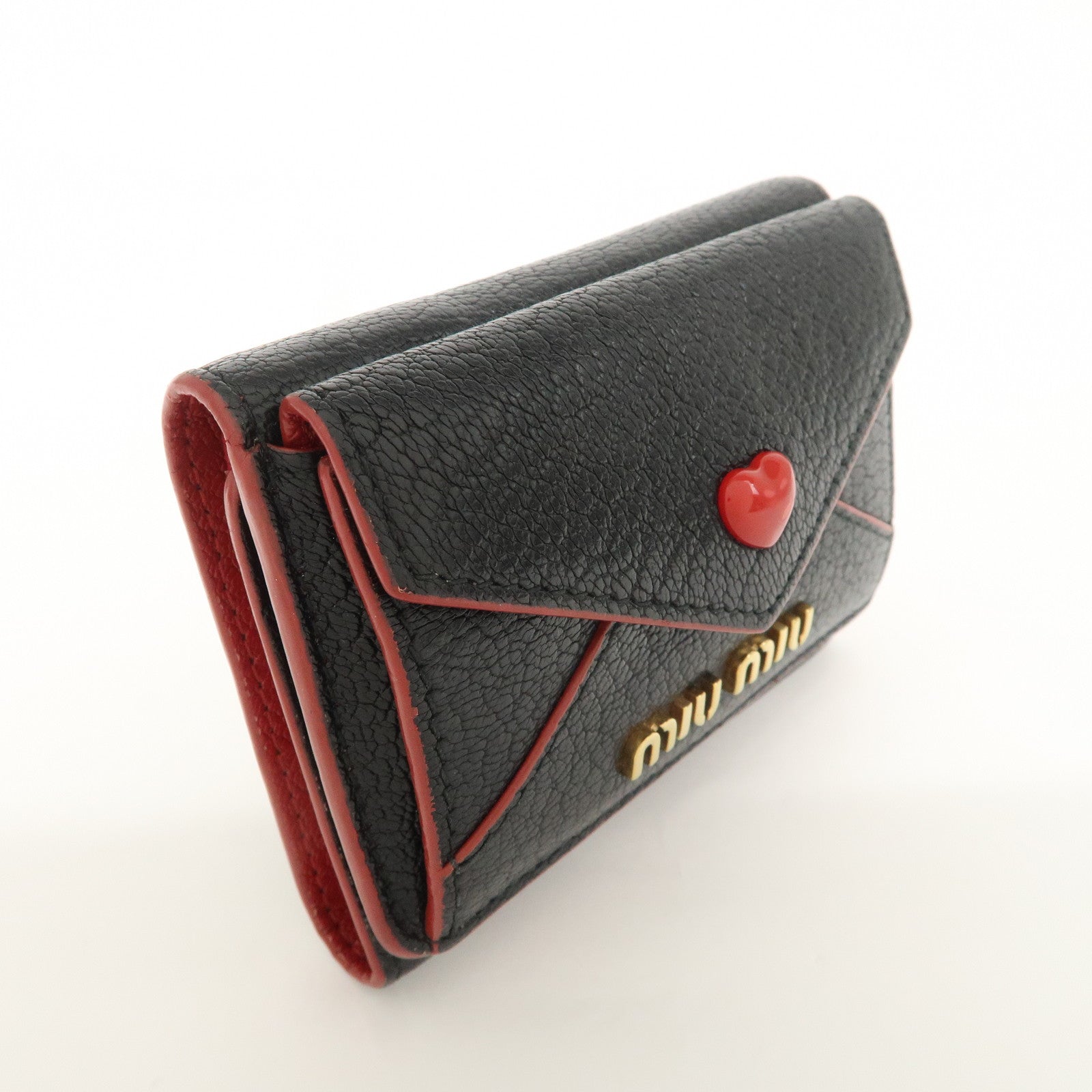 MIU MIU MADRAS LOVE Letter W Hook Wallet 5MH021 Used