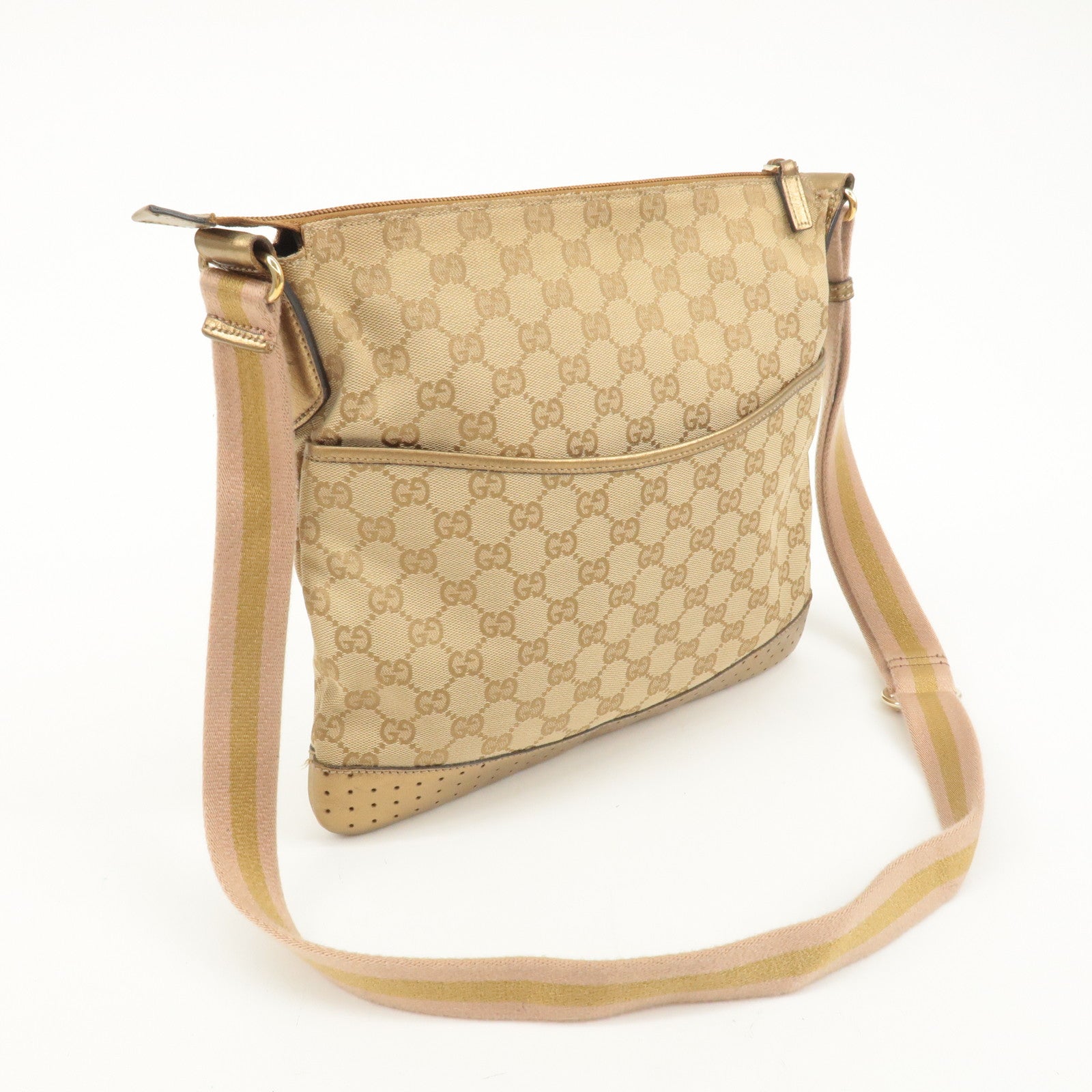 GUCCI Sherry GG Canvas Leather Shoulder Bag 145857