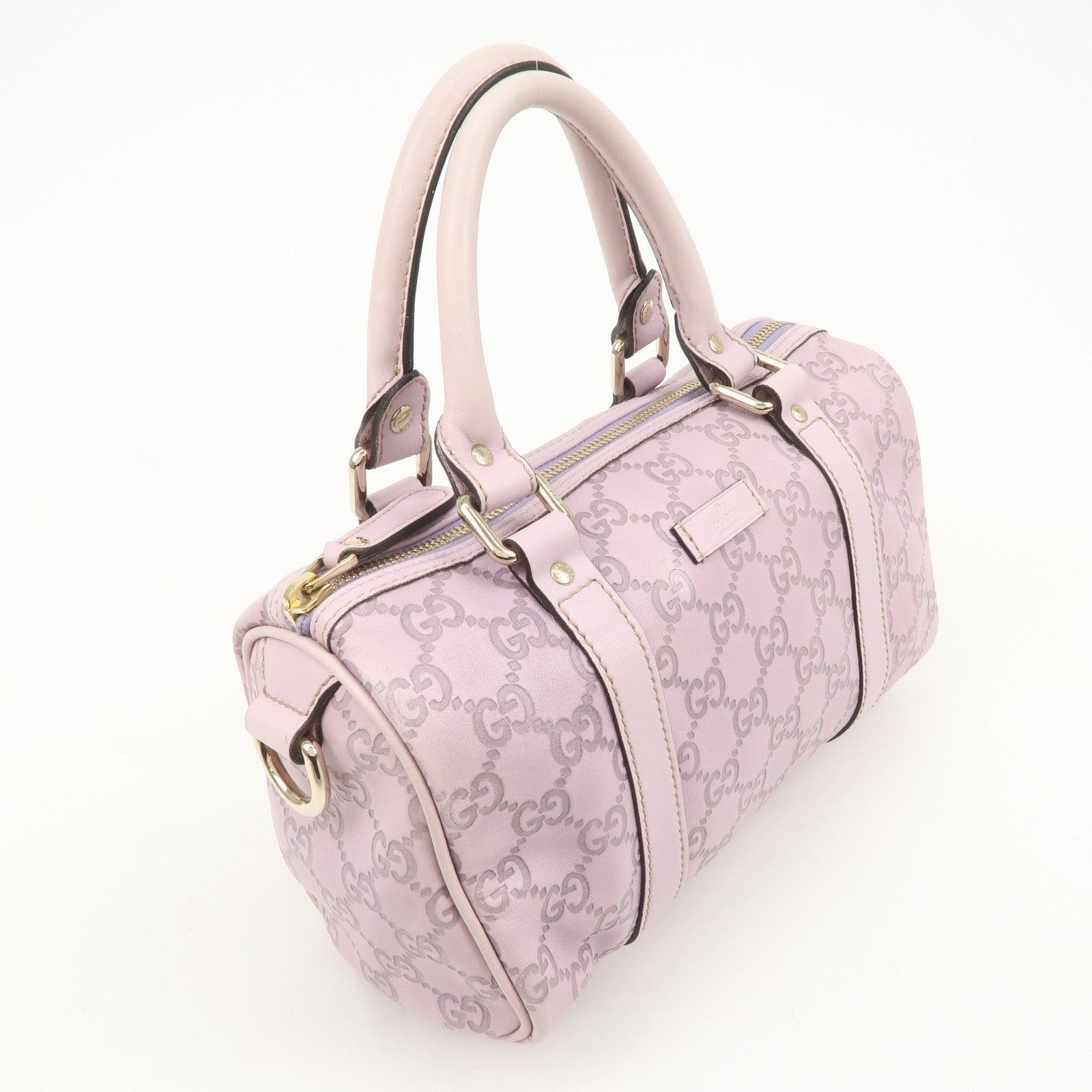 GUCCI Guccissima Leather Mini Boston Bag Light Purple 193604 Used