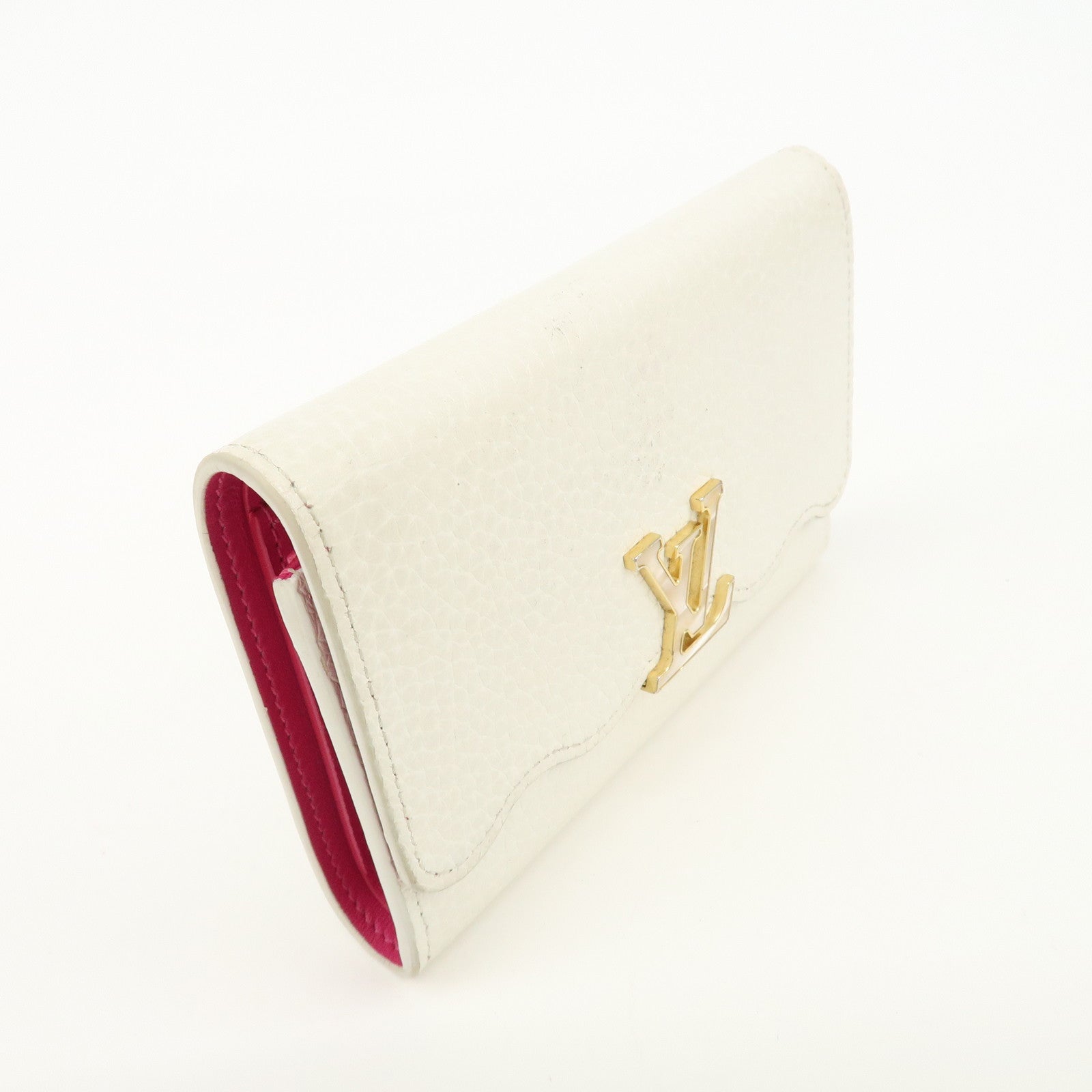 Louis Vuitton Portefeuille Capucines Compact Wallet White M82268 Used