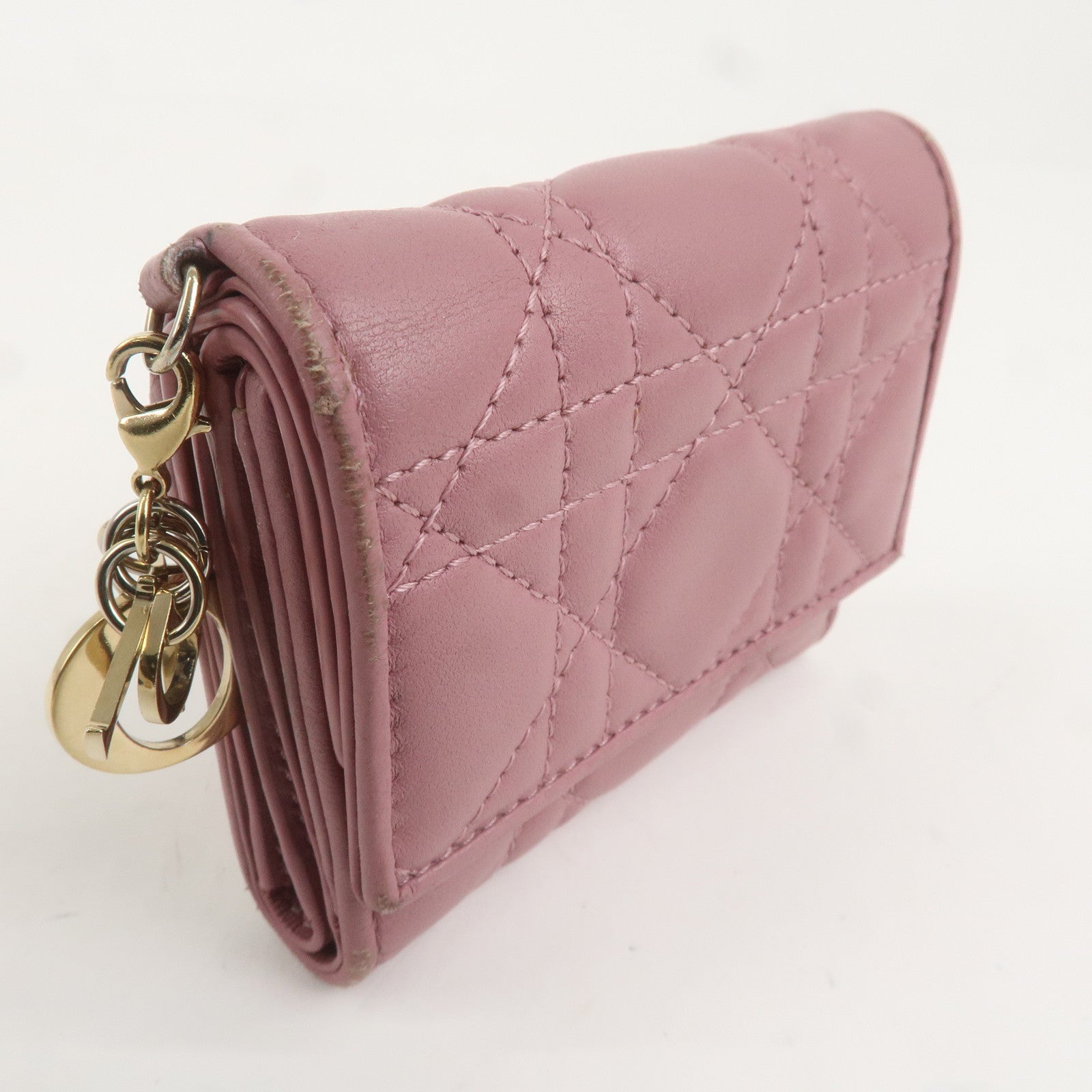 Christian Dior Cannage Leather Lotus Wallet Pink