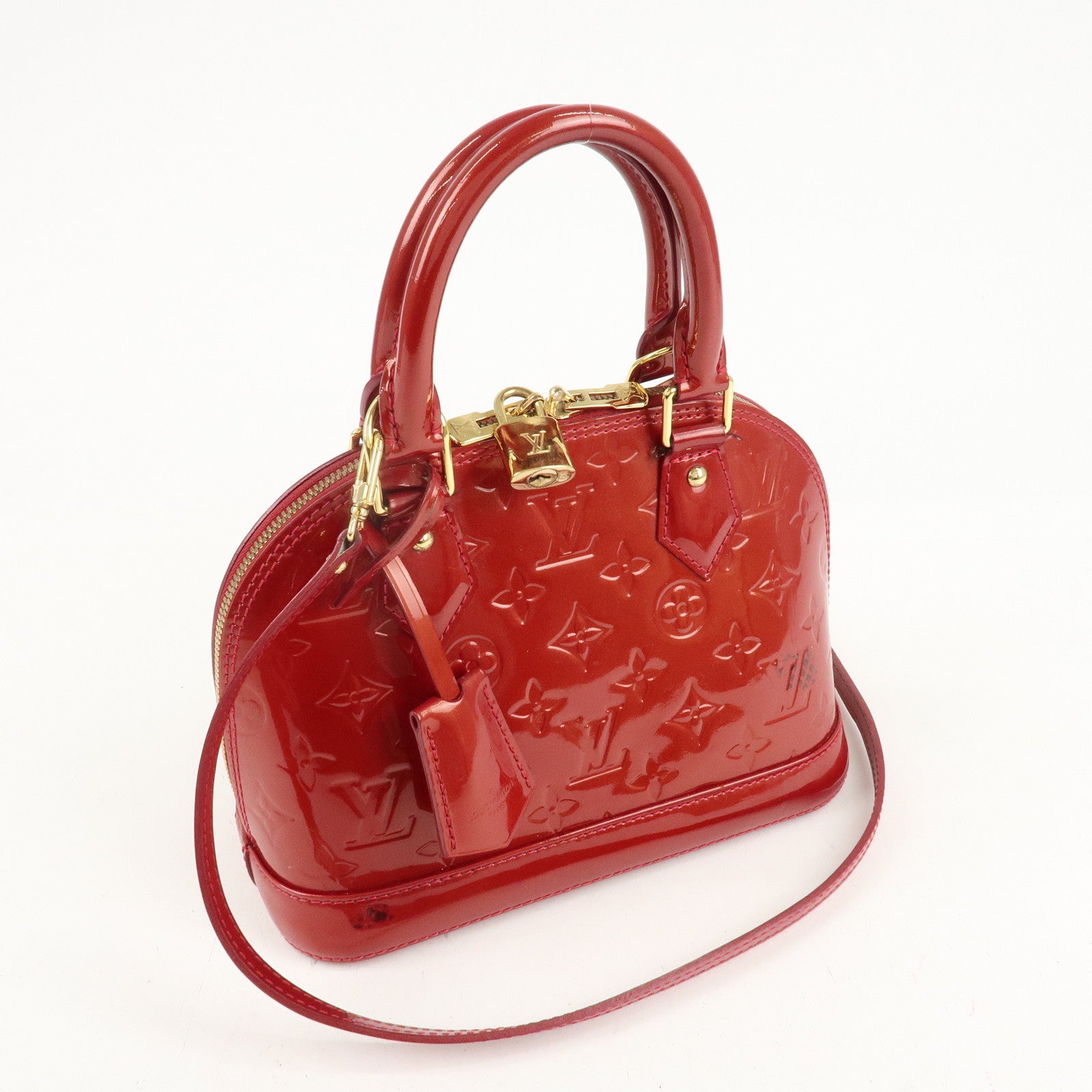 Louis Vuitton Monogram Vernis Alma BB 2Way Bag Red M91606 Used