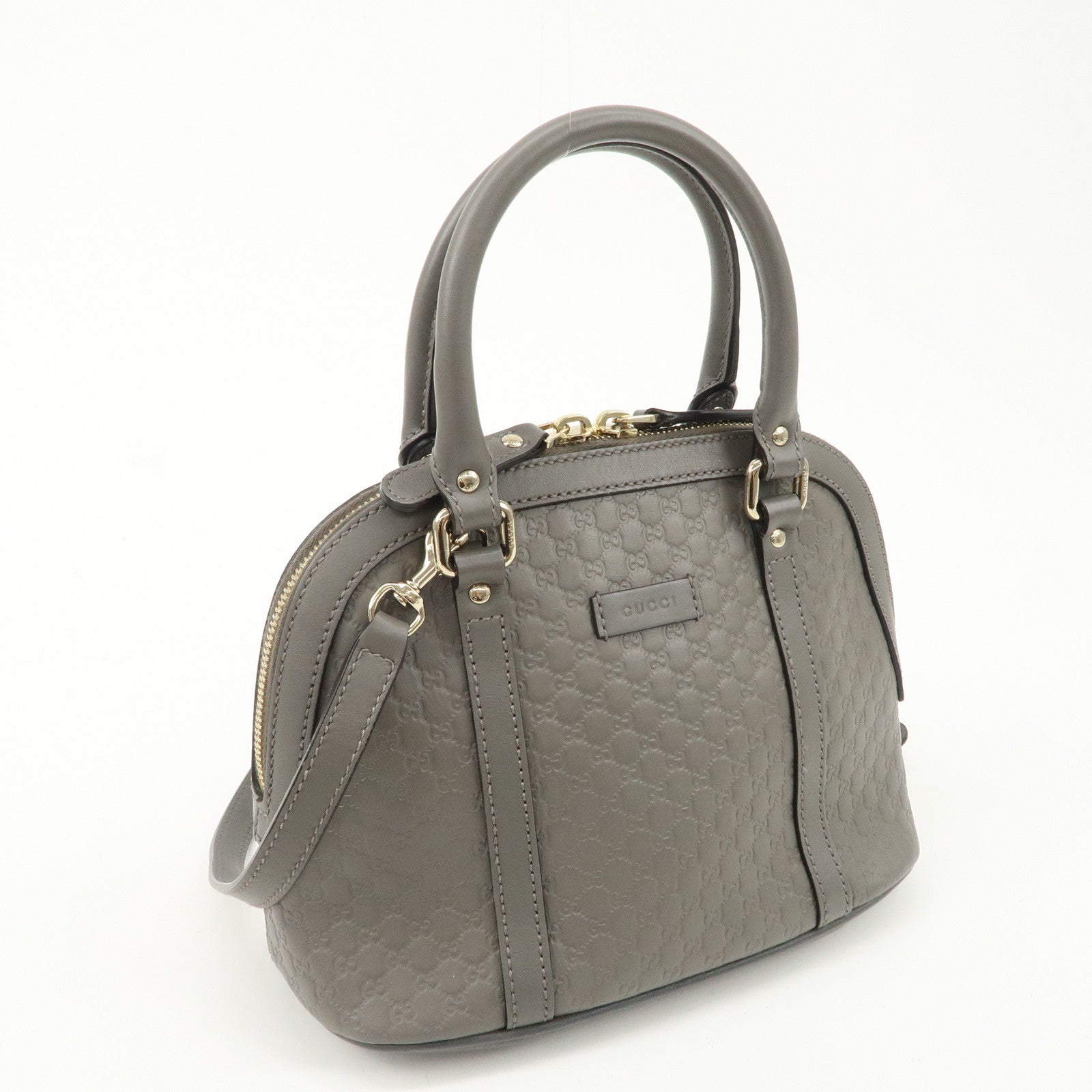 GUCCI Micro Guccissima Leather 2WAY Bag Hand Bag Gray 449654