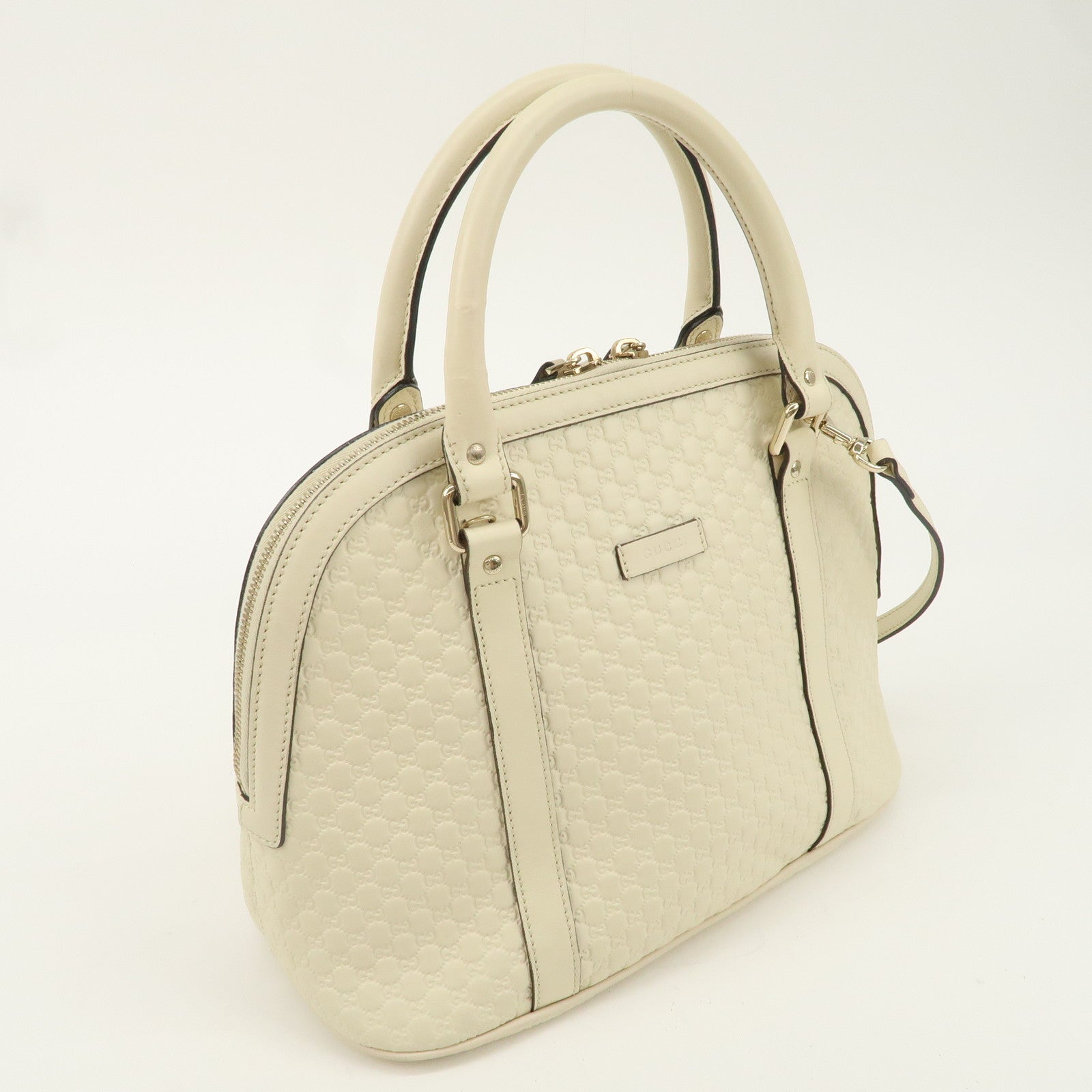 GUCCI Micro Guccissima Leather 2Way Bag Hand Bag Ivory 449663