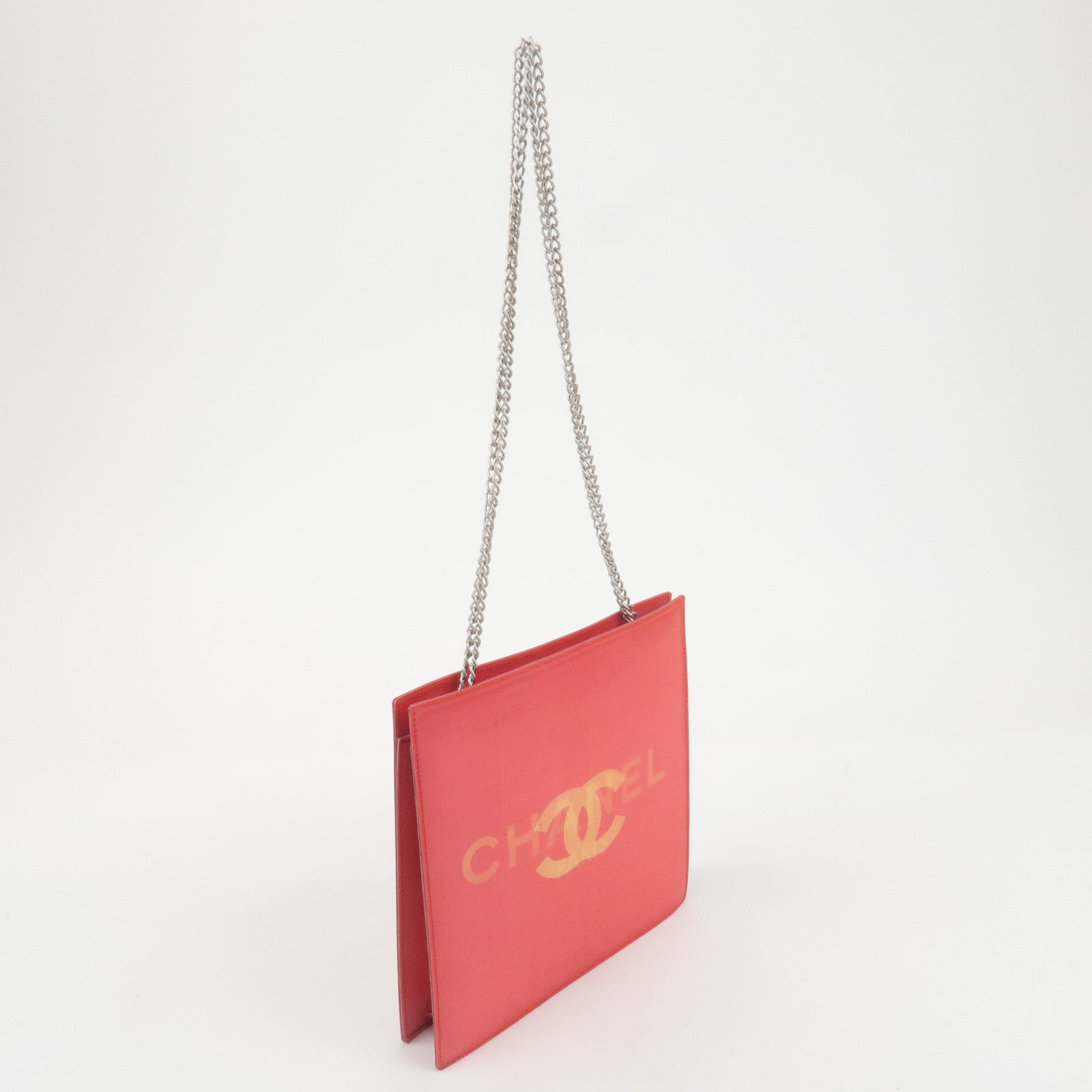 CHANEL Vinyl Hologram Coco Mark Chain Shoulder Bag Red