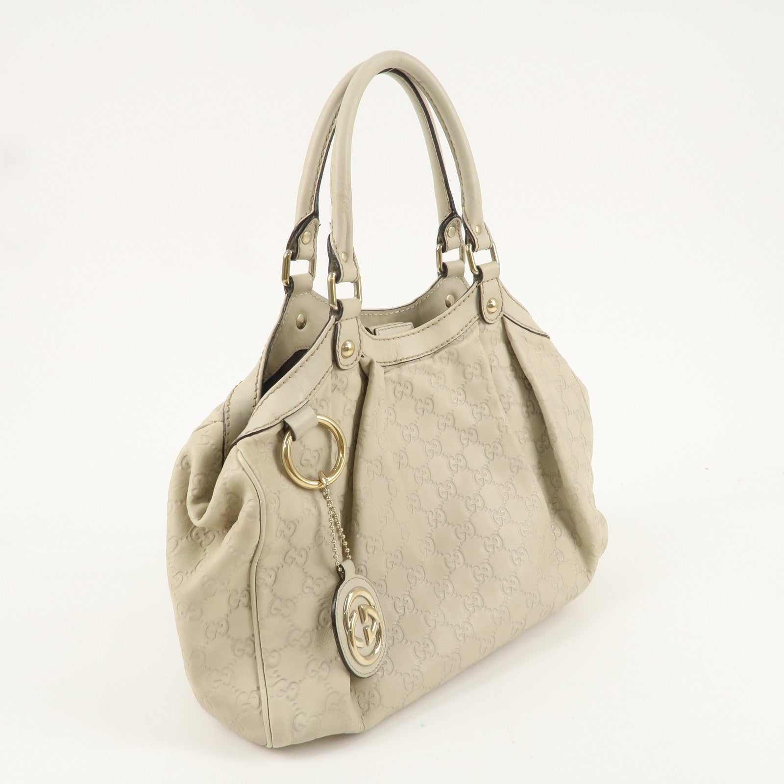 GUCCI Sukey Guccissima Leather Tote Bag Hand Bag Ivory 211944