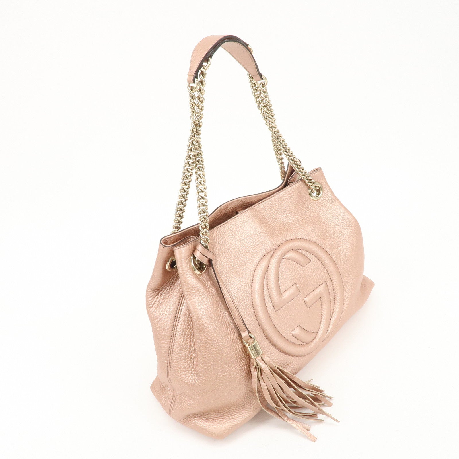 GUCCI SOHO Leather Chain Shoulder Bag Japan Limited Beige 308982 Used