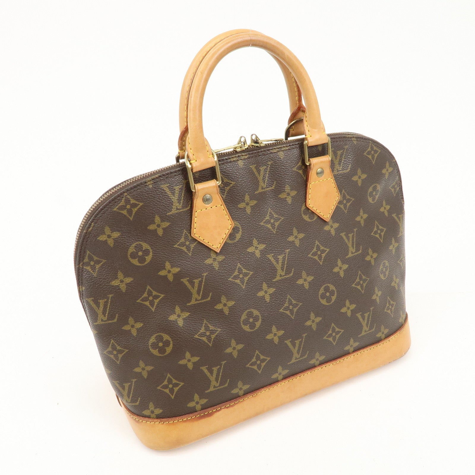 Louis Vuitton Monogram Alma Hand Bag Brown Gold Hardware M511300 Used