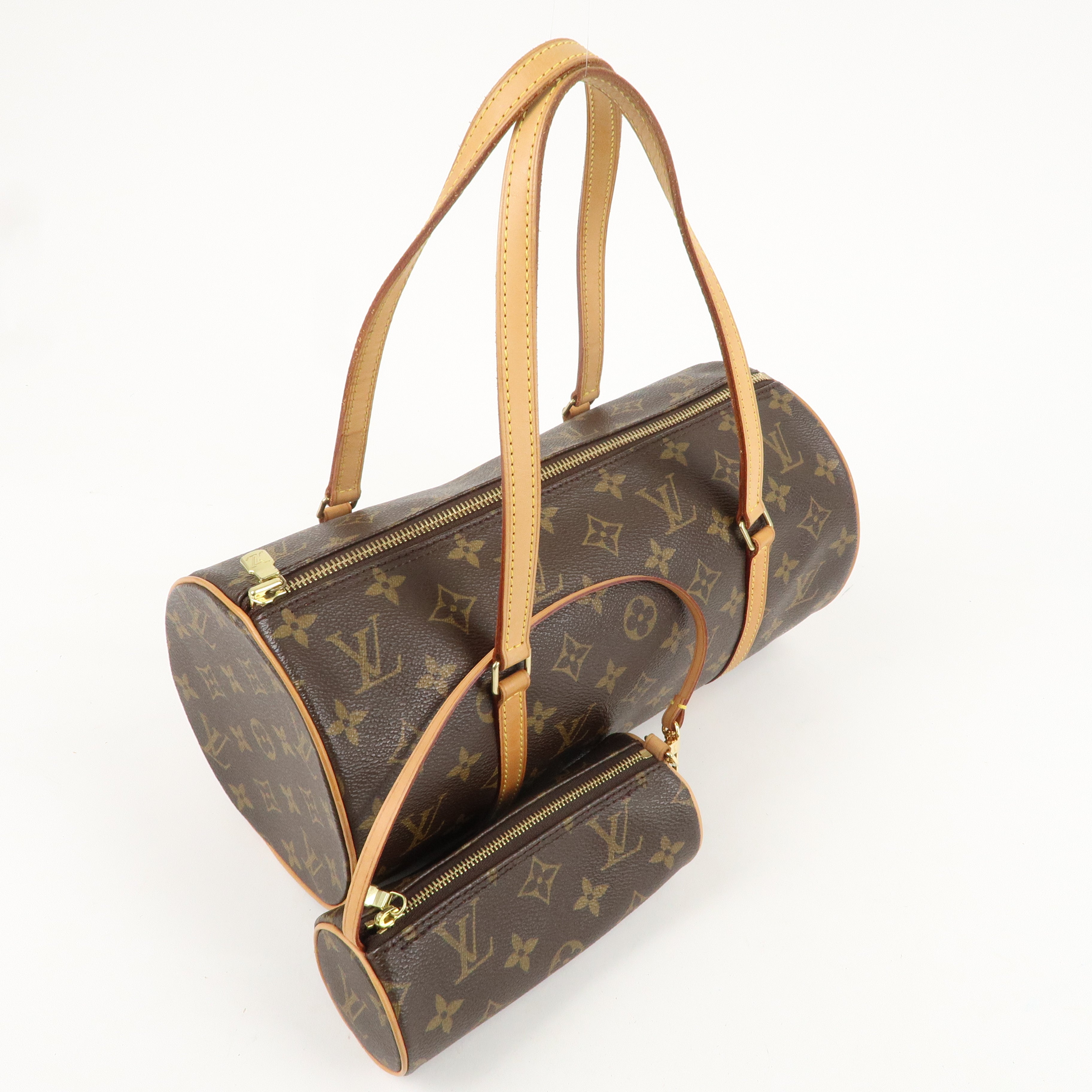 Louis Vuitton Monogram Papillon 30 Hand Bag 
Pouch Brown M51385