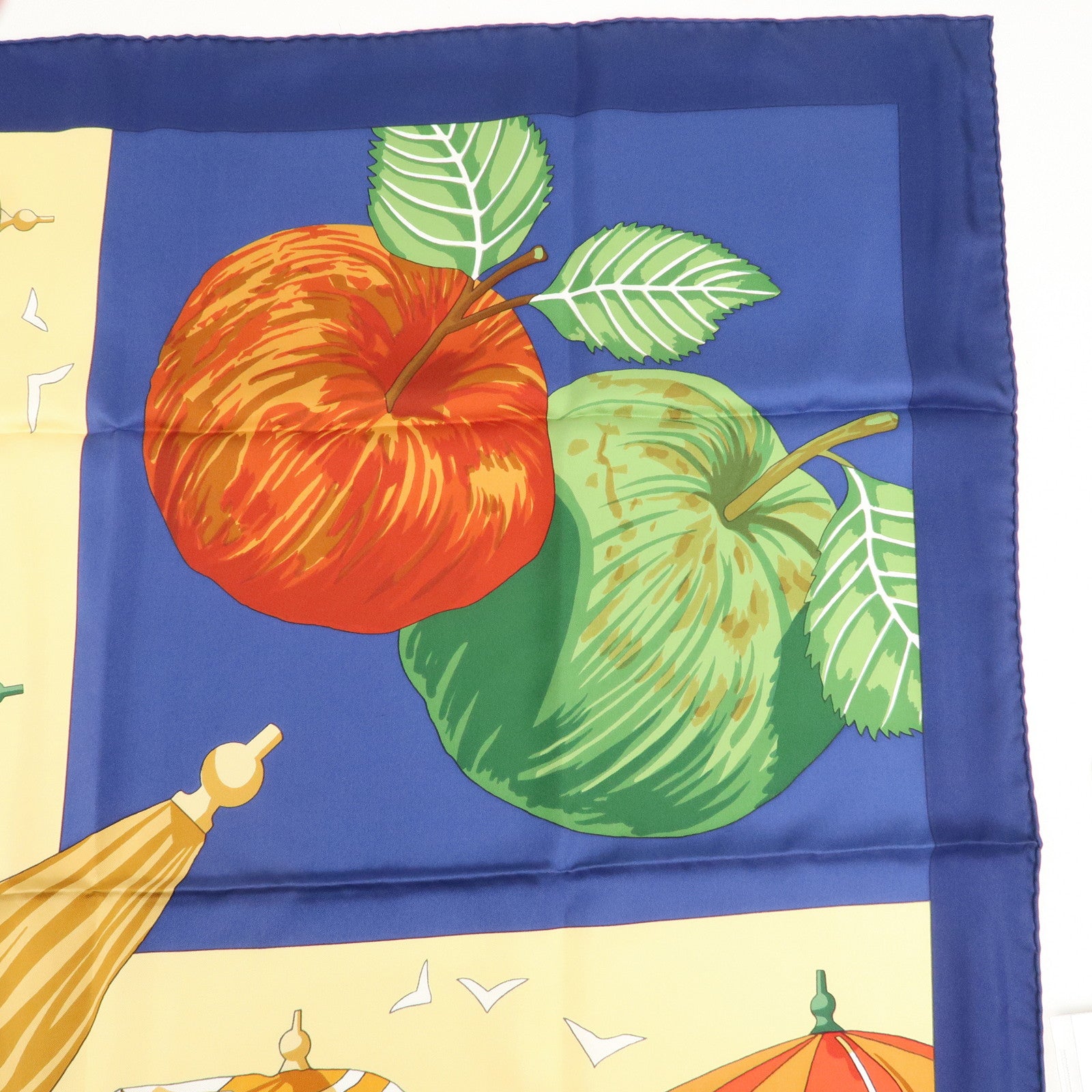 HERMES Carre 90 100% Silk Scarf CHARMES DES PLAGES NORMANDESⅡUsed F/S