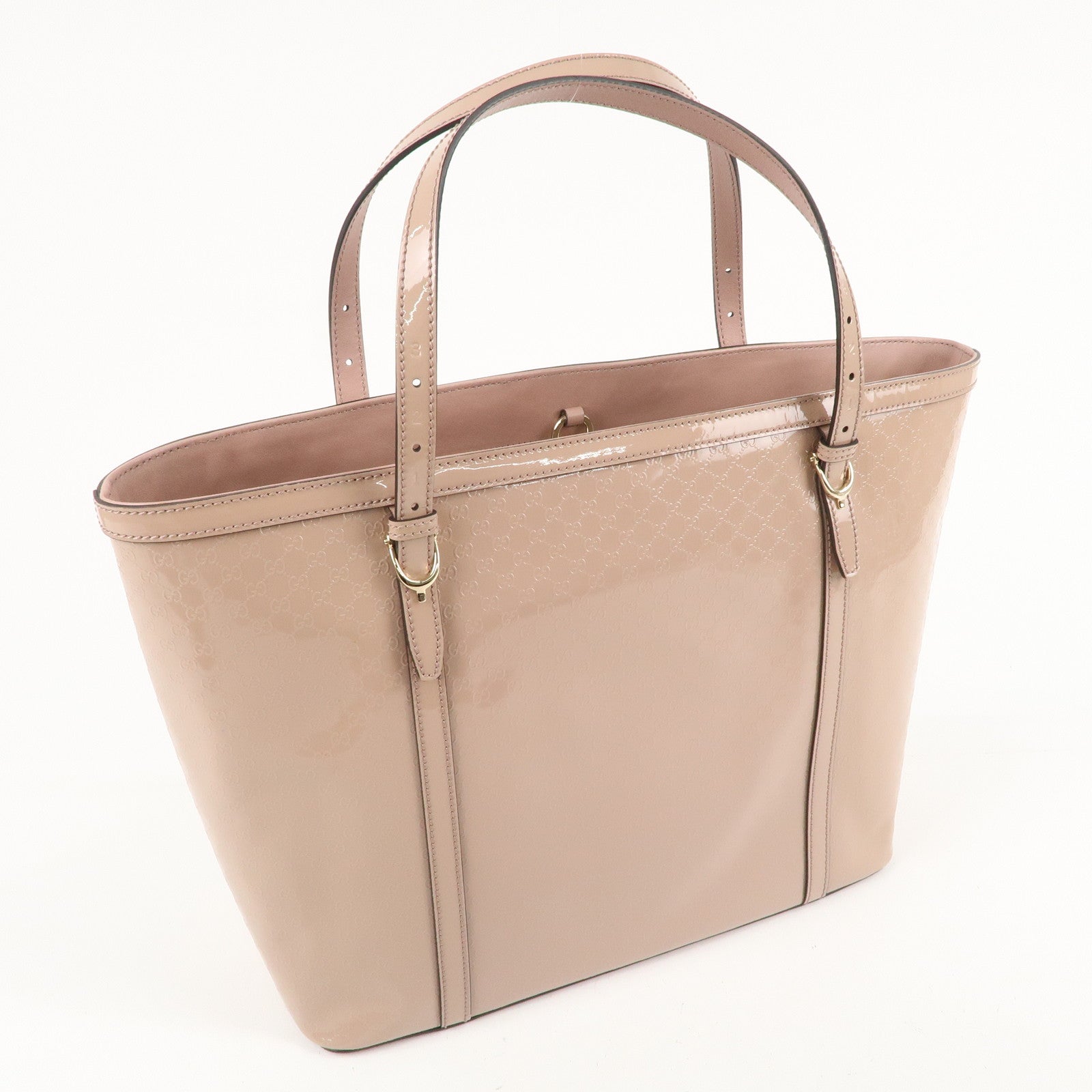 GUCCI Micro Guccissima Patent Leather Tote Bag Pink Beige 309613