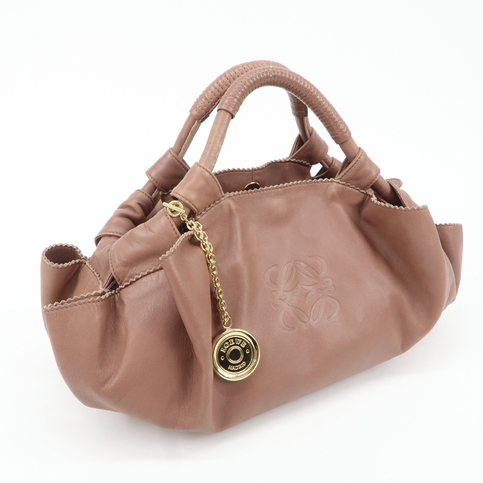 LOEWE Anagram Nappa Aire Leather Hand Bag Pinkbeige Used