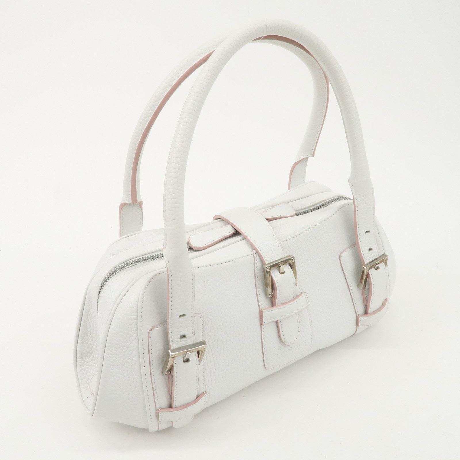 LOEWE Leather Senda Boston Bag Hand Bag White