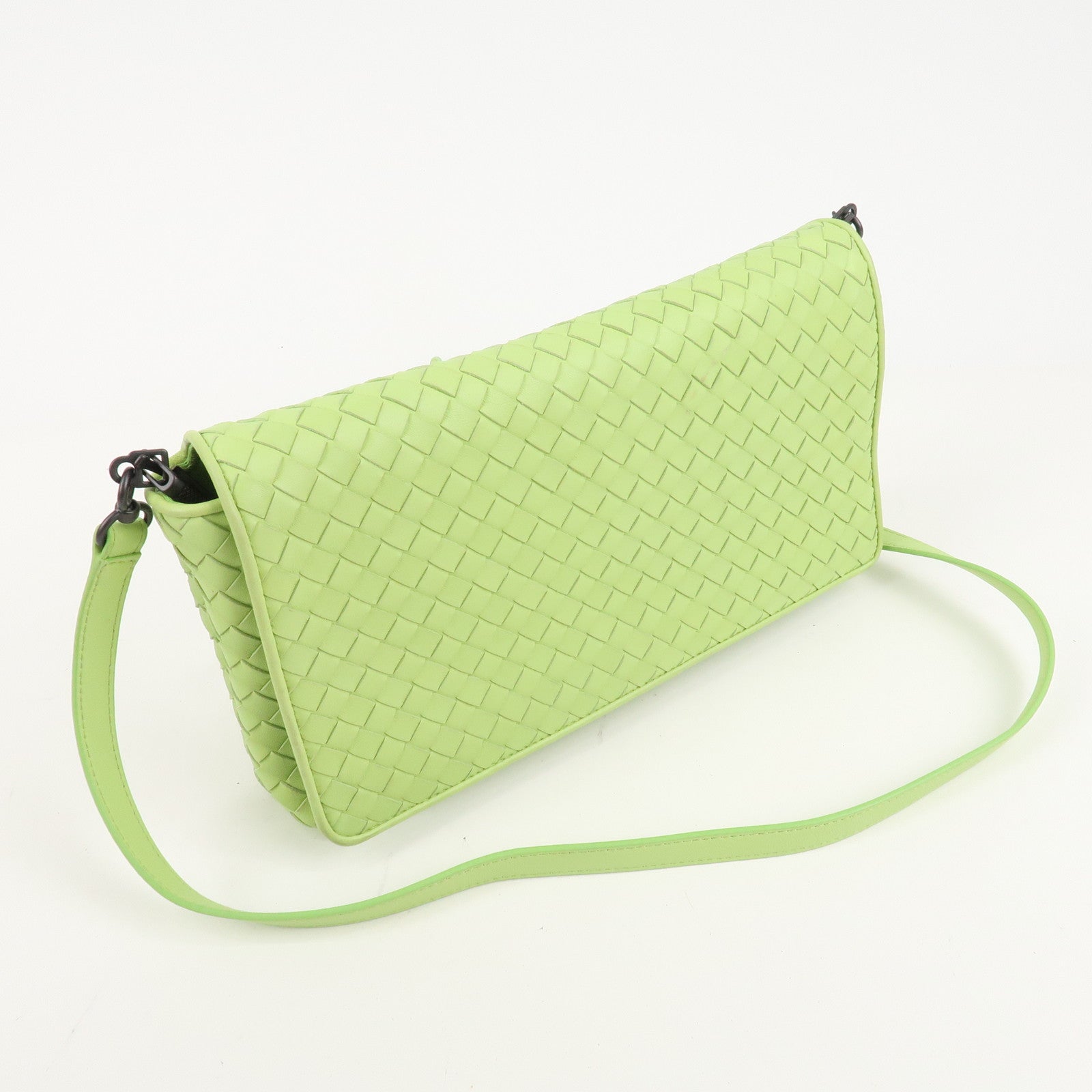 BOTTEGA VENETA Intrecciato Leather Shoulder Bag Light Green